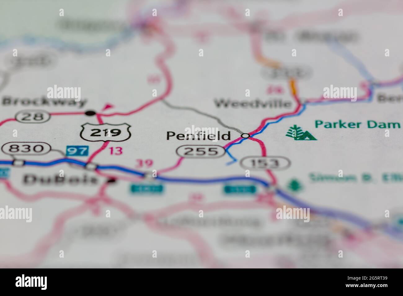 Penfield Pennsylvania USA shown on a Geography map or Road map Stock