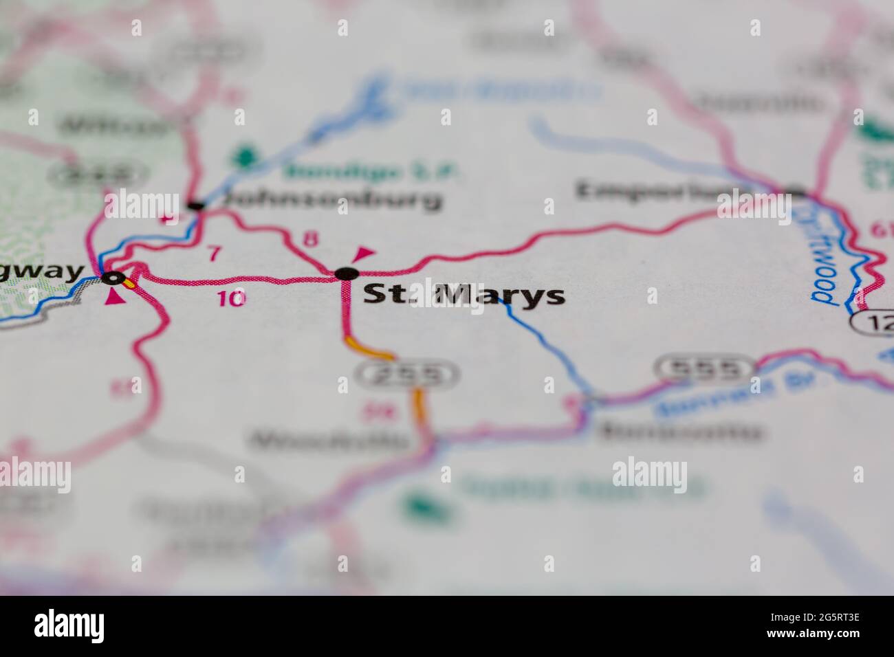 St Marys Pennsylvania USA shown on a Geography map or Road map Stock