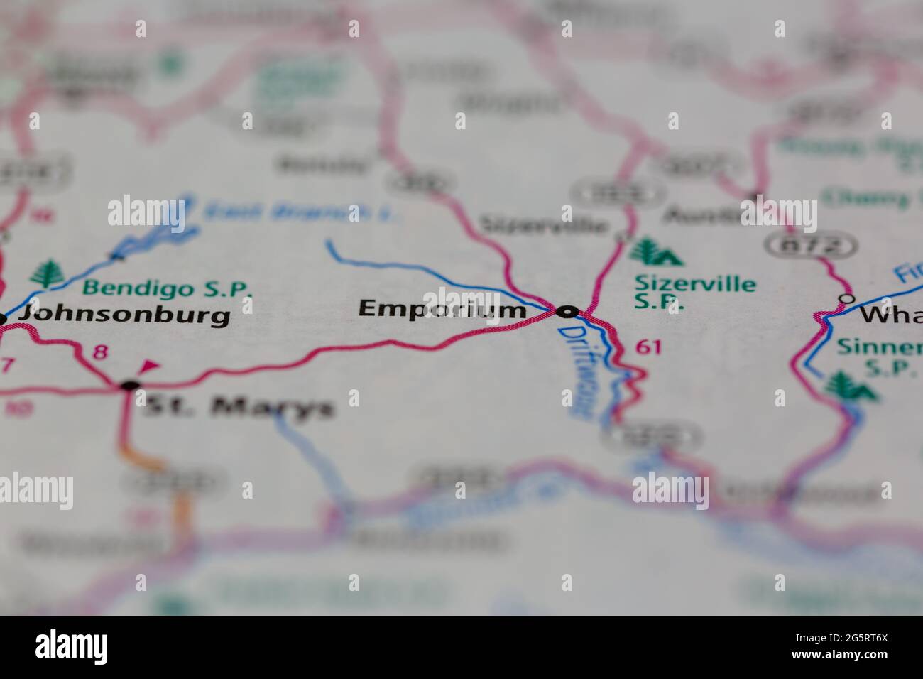 Emporium Pennsylvania USA shown on a Geography map or Road map Stock