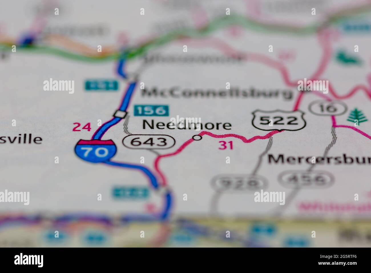 Needmore Pennsylvania USA shown on a Geography map or Road map Stock