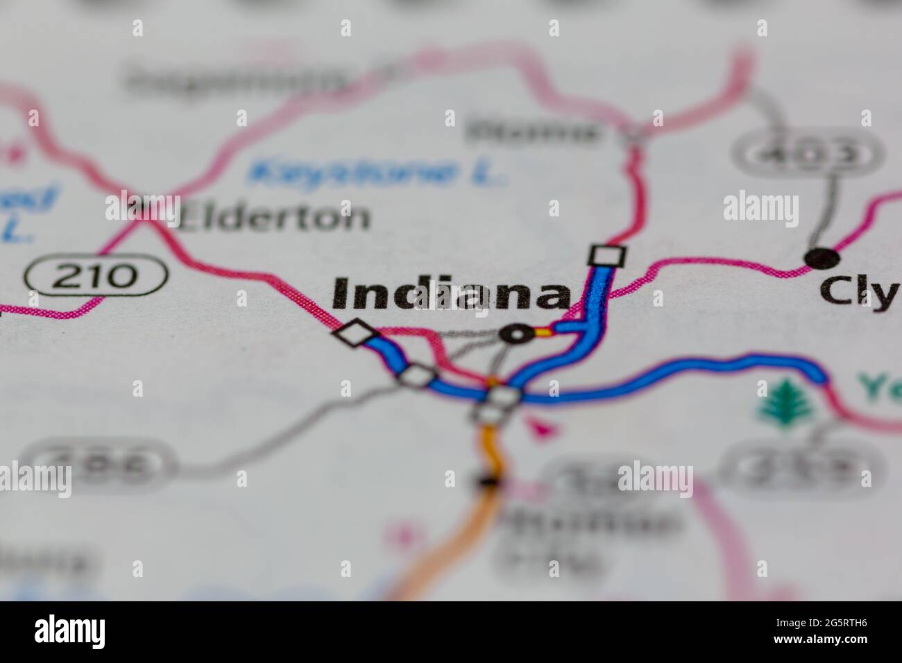 Indiana Pennsylvania USA shown on a Geography map or Road map Stock Photo