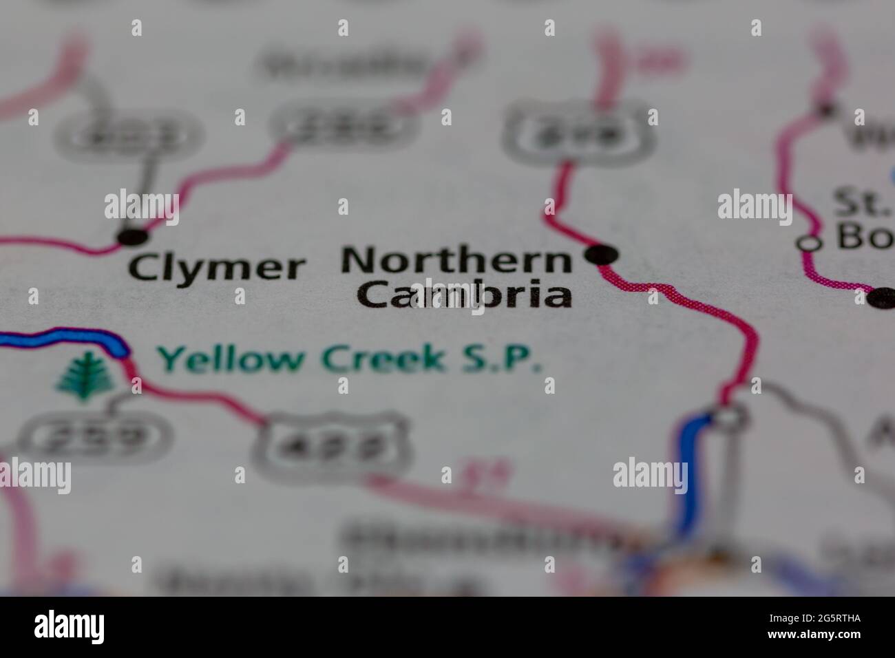 North Cumbria Pennsylvania USA shown on a Geography map or Road map Stock Photo