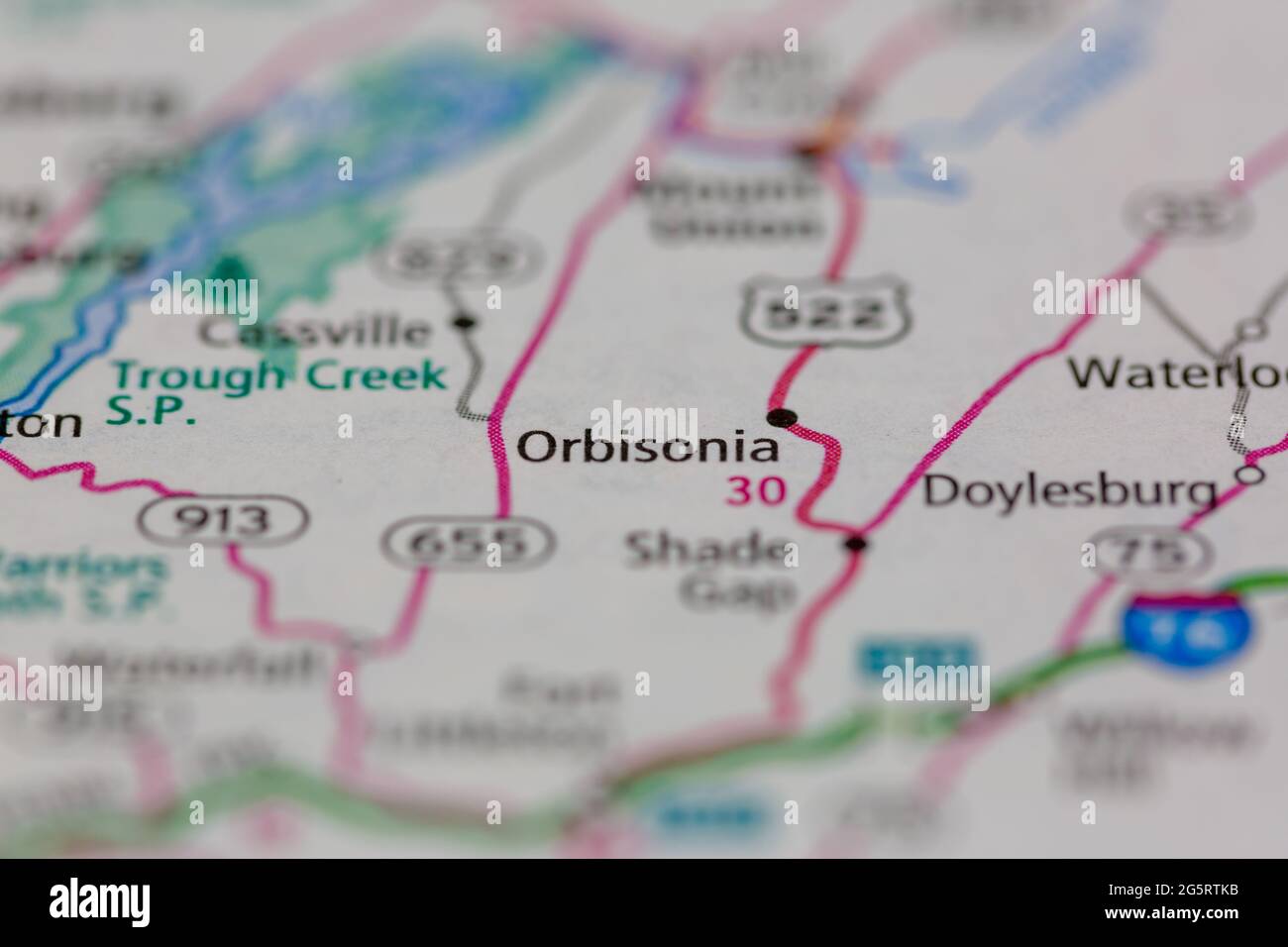 Orbisonia Pennsylvania USA shown on a Geography map or Road map Stock