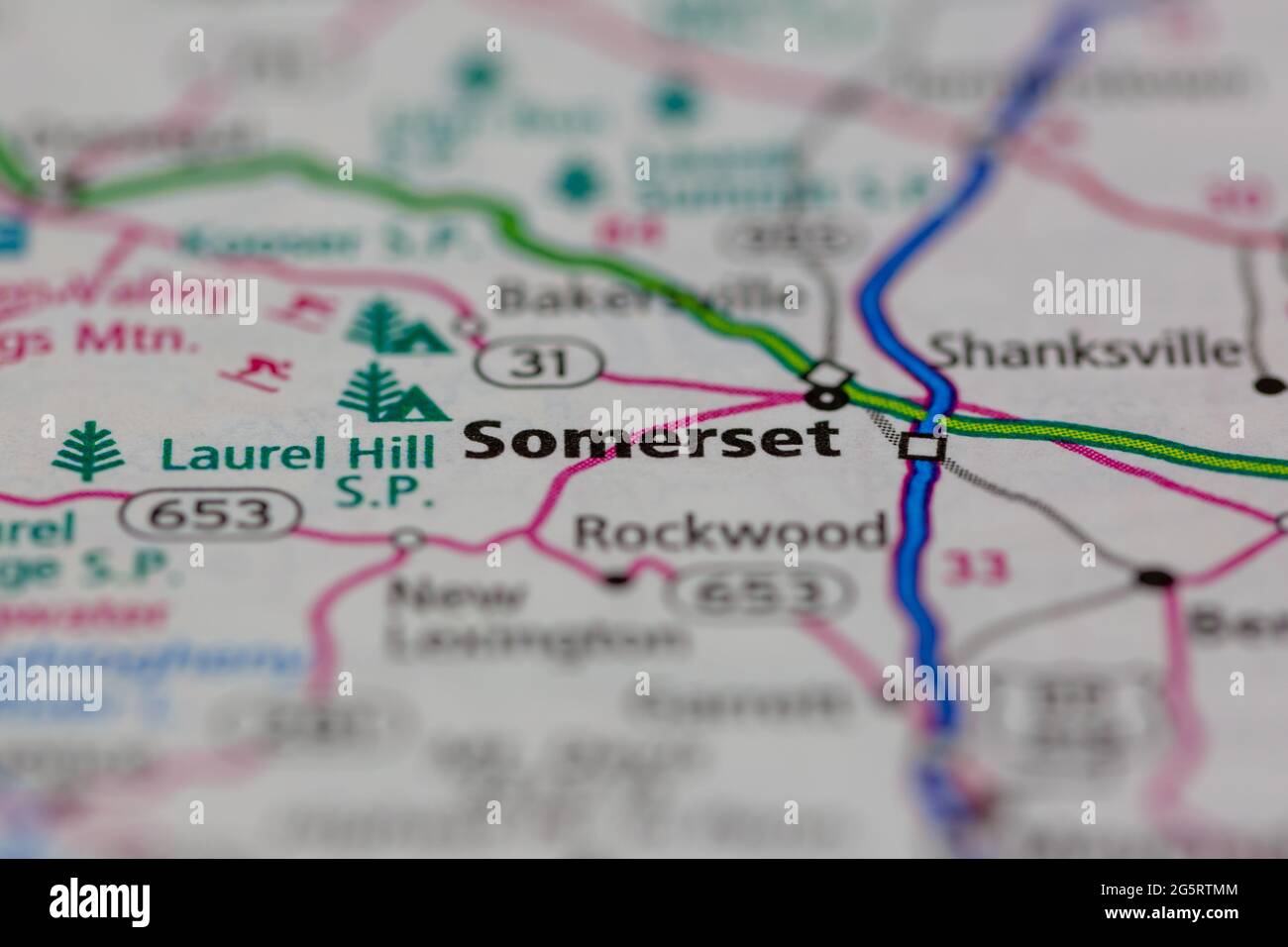 Somerset Pennsylvania USA shown on a Geography map or Road map Stock