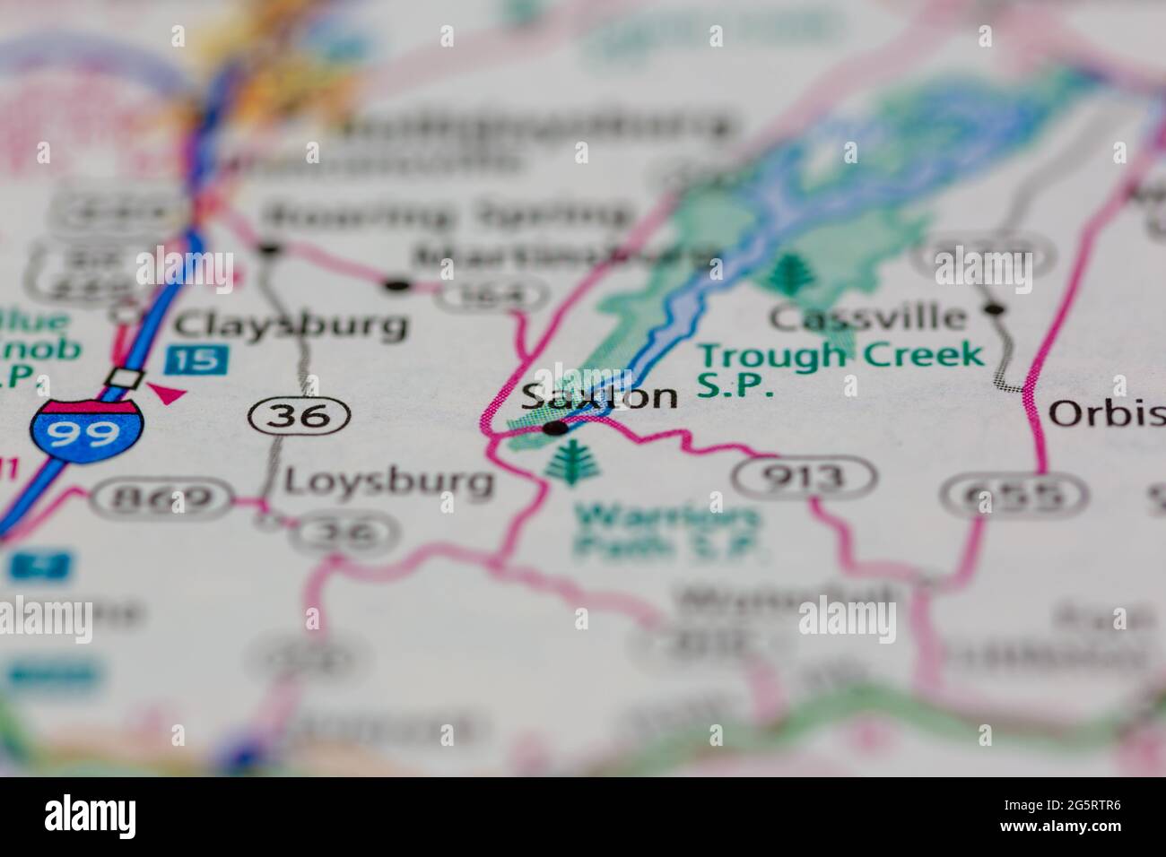 Saxton Pennsylvania USA shown on a Geography map or Road map Stock