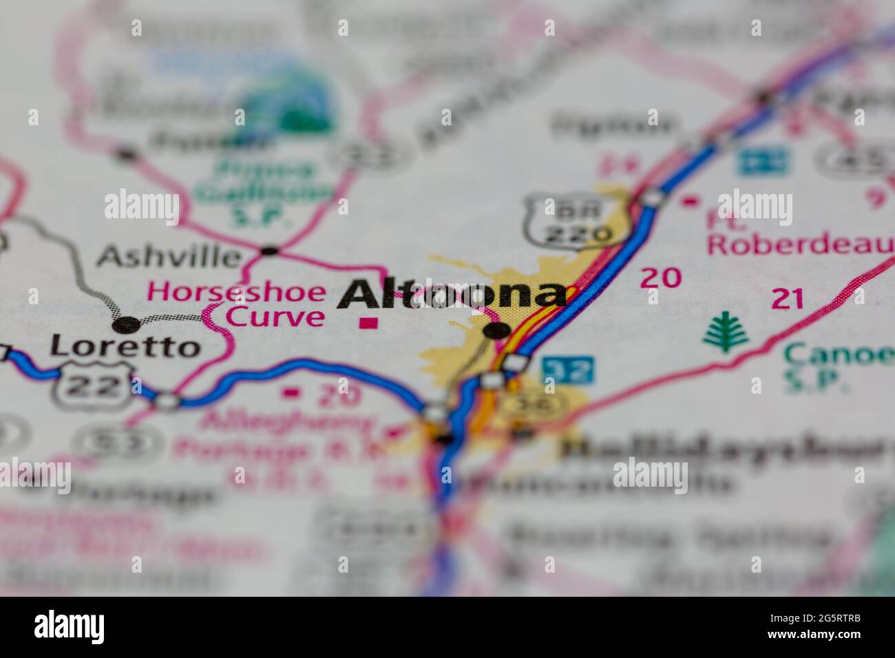 Altoona Pennsylvania USA shown on a Geography map or Road map Stock