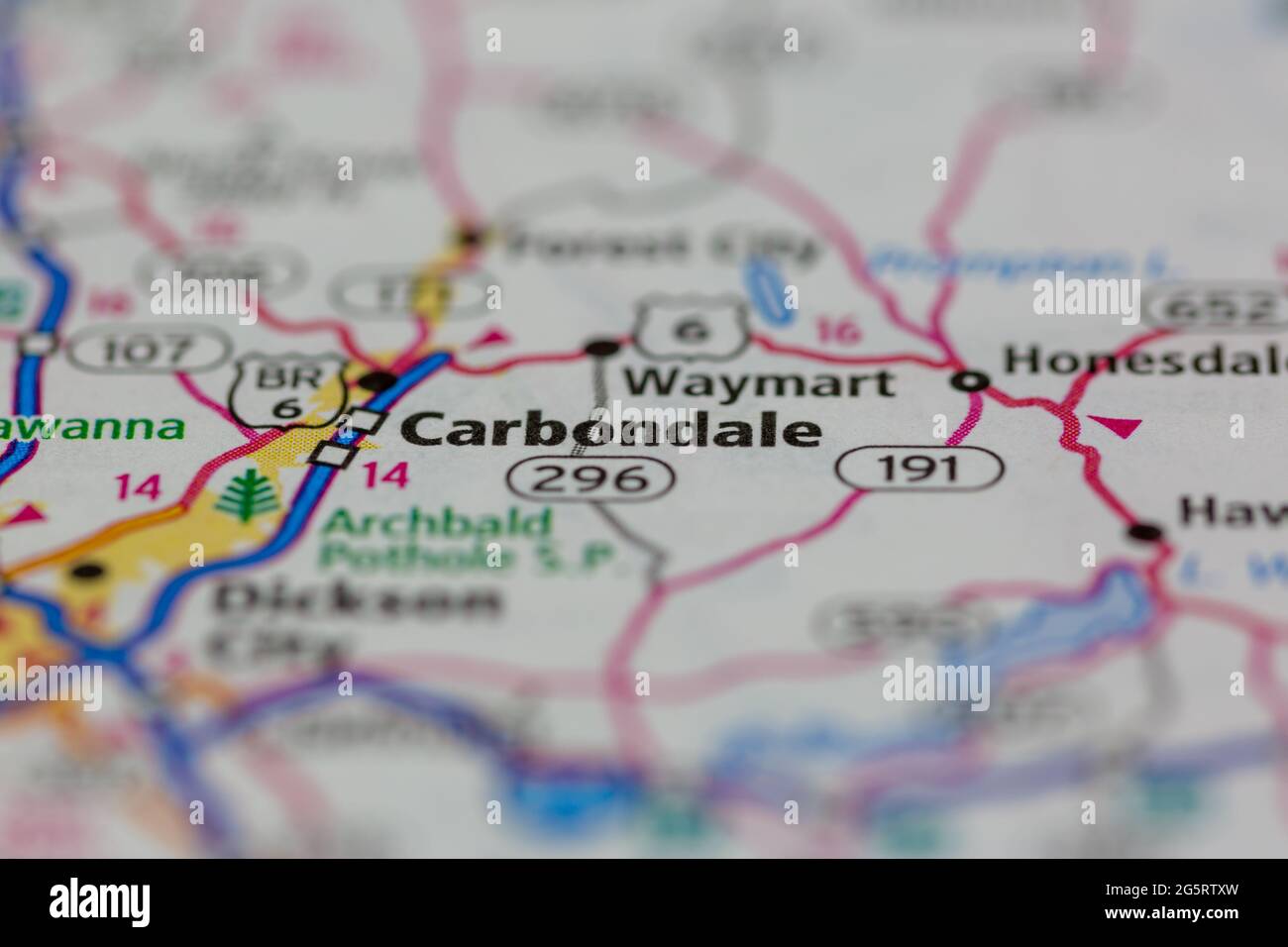 Carbondale Pennsylvania USA shown on a Geography map or Road map Stock