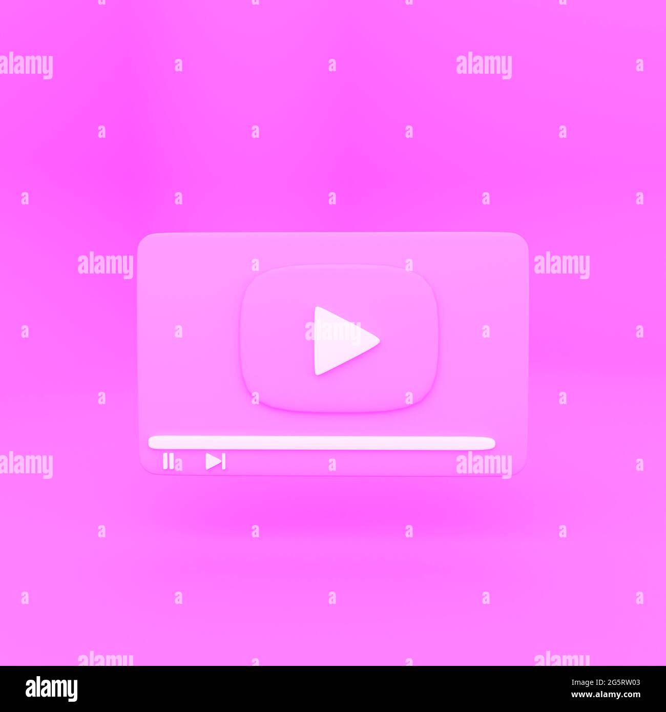 creative minimal style 4k Video media player Interface isolated on pink background. design for Social media, banner, poster and website. 3d rendering Stock Photo