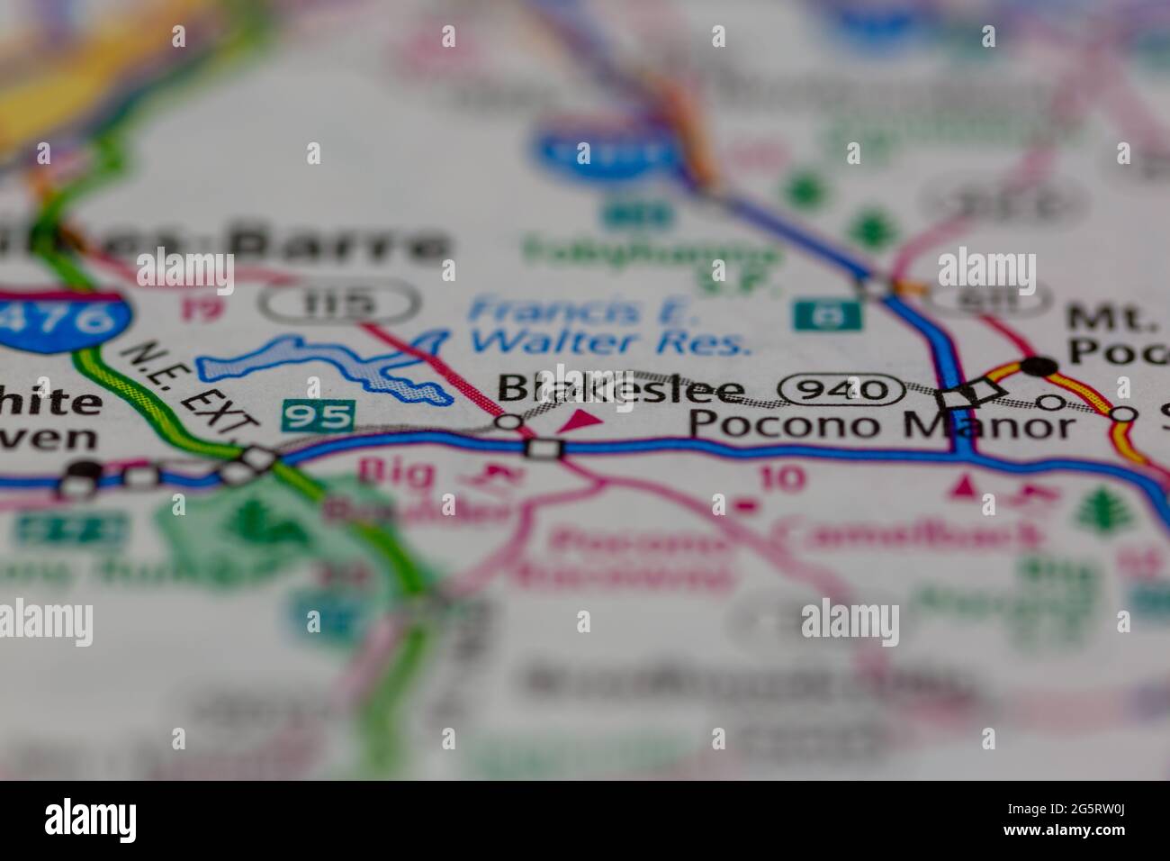 Blakeslee Pennsylvania USA shown on a Geography map or Road map Stock