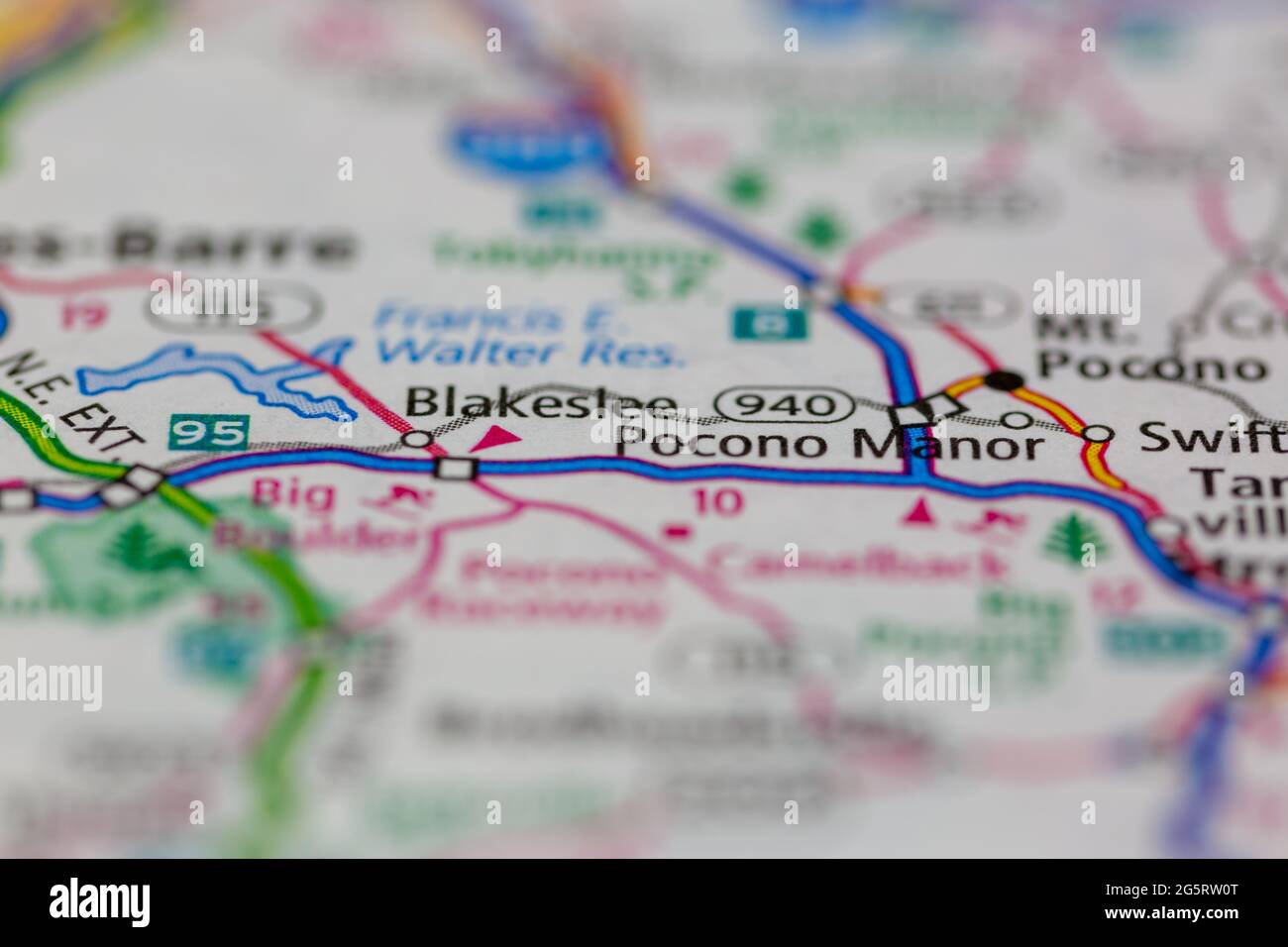 Blakeslee Pennsylvania USA shown on a Geography map or Road map Stock