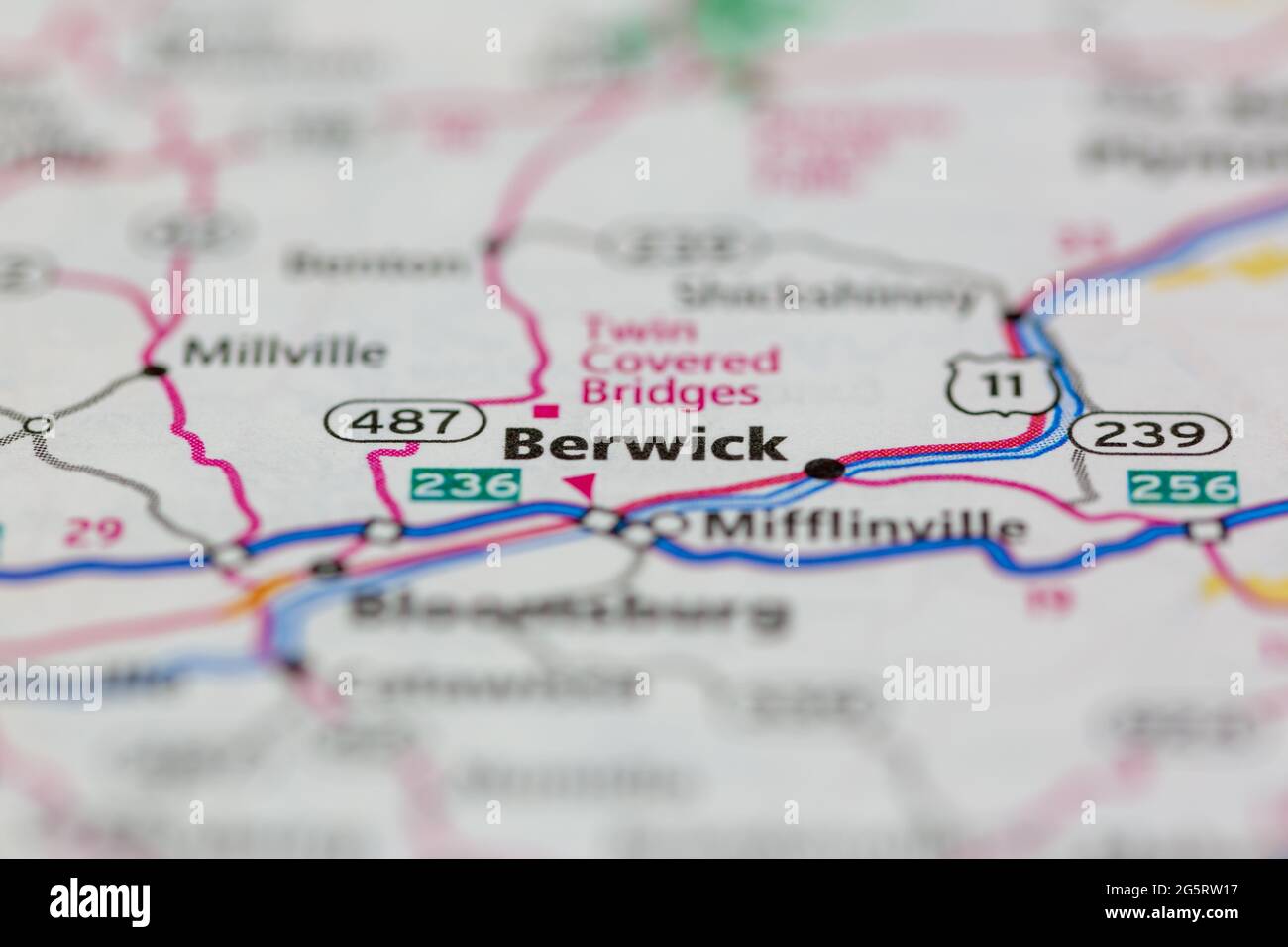 Berwick Pennsylvania USA shown on a Geography map or Road map Stock