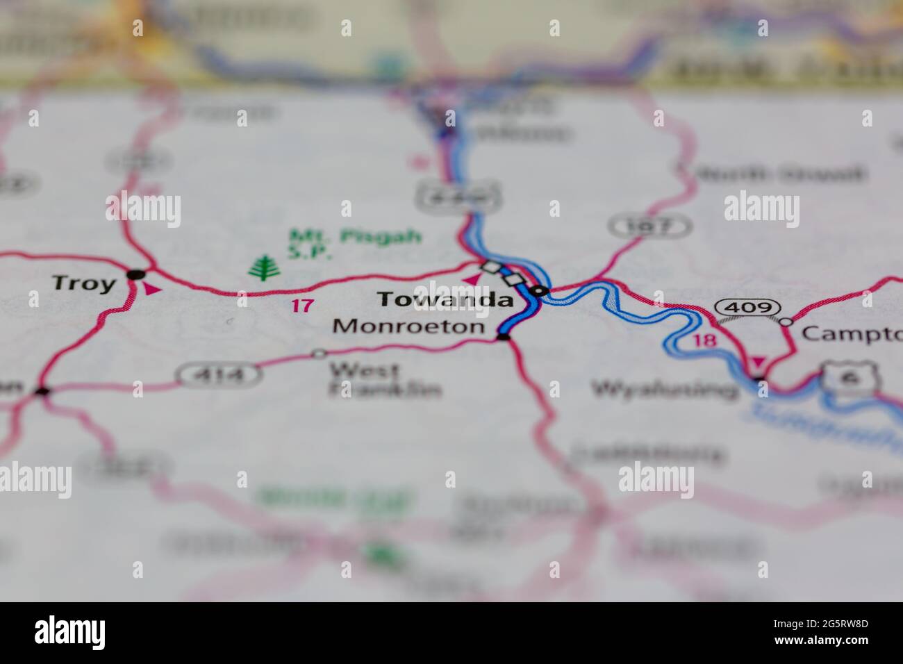 Towanda Pennsylvania USA shown on a Geography map or Road map Stock