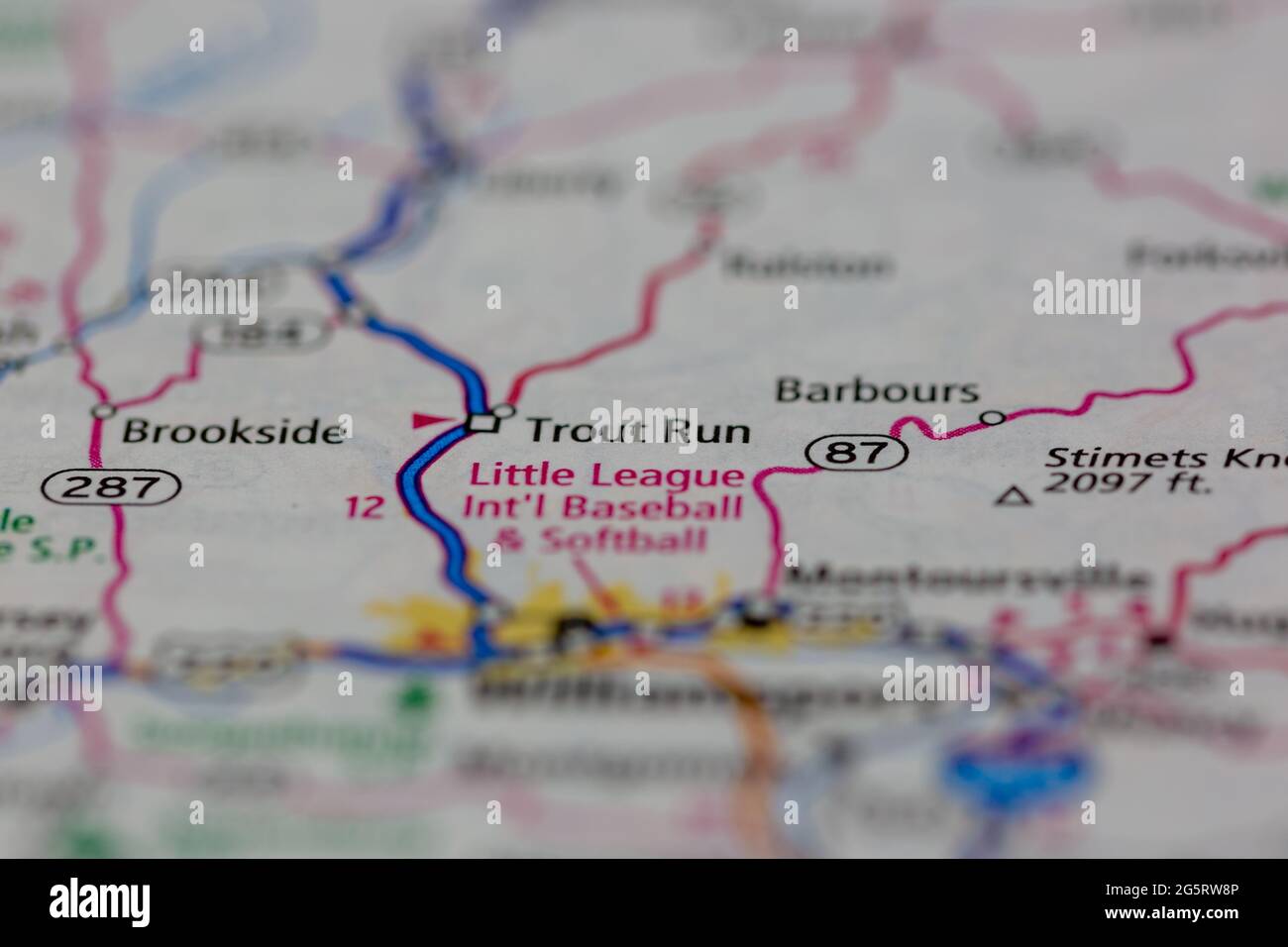 Trout Run Pennsylvania USA shown on a Geography map or Road map Stock