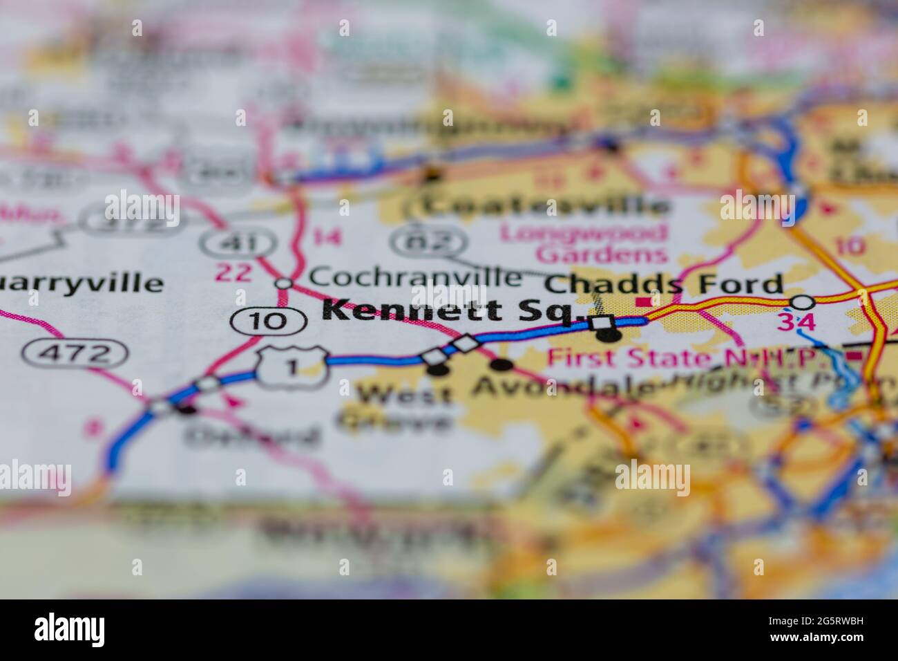 Kennett Square Pennsylvania USA shown on a Geography map or Road map ...