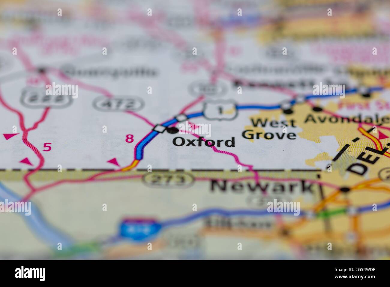 Oxford Pennsylvania USA shown on a Geography map or Road map Stock