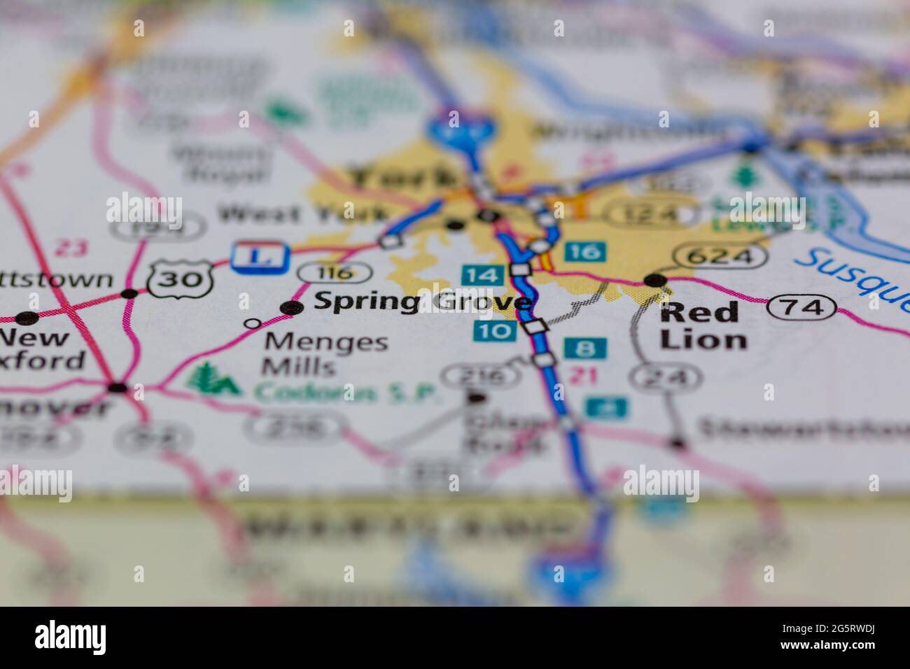 Spring Grove Pennsylvania USA shown on a Geography map or Road map ...