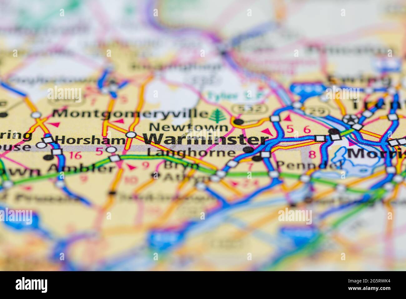 Warminster Pennsylvania USA shown on a Geography map or Road map Stock 