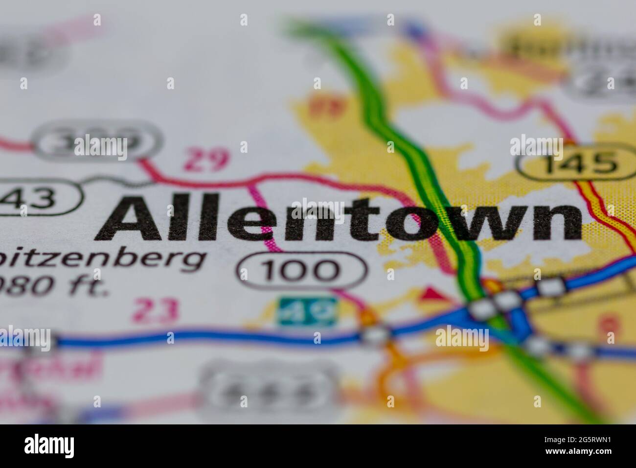 Allentown Pennsylvania Usa Shown On A Geography Map Or Road Map 2G5RWN1 