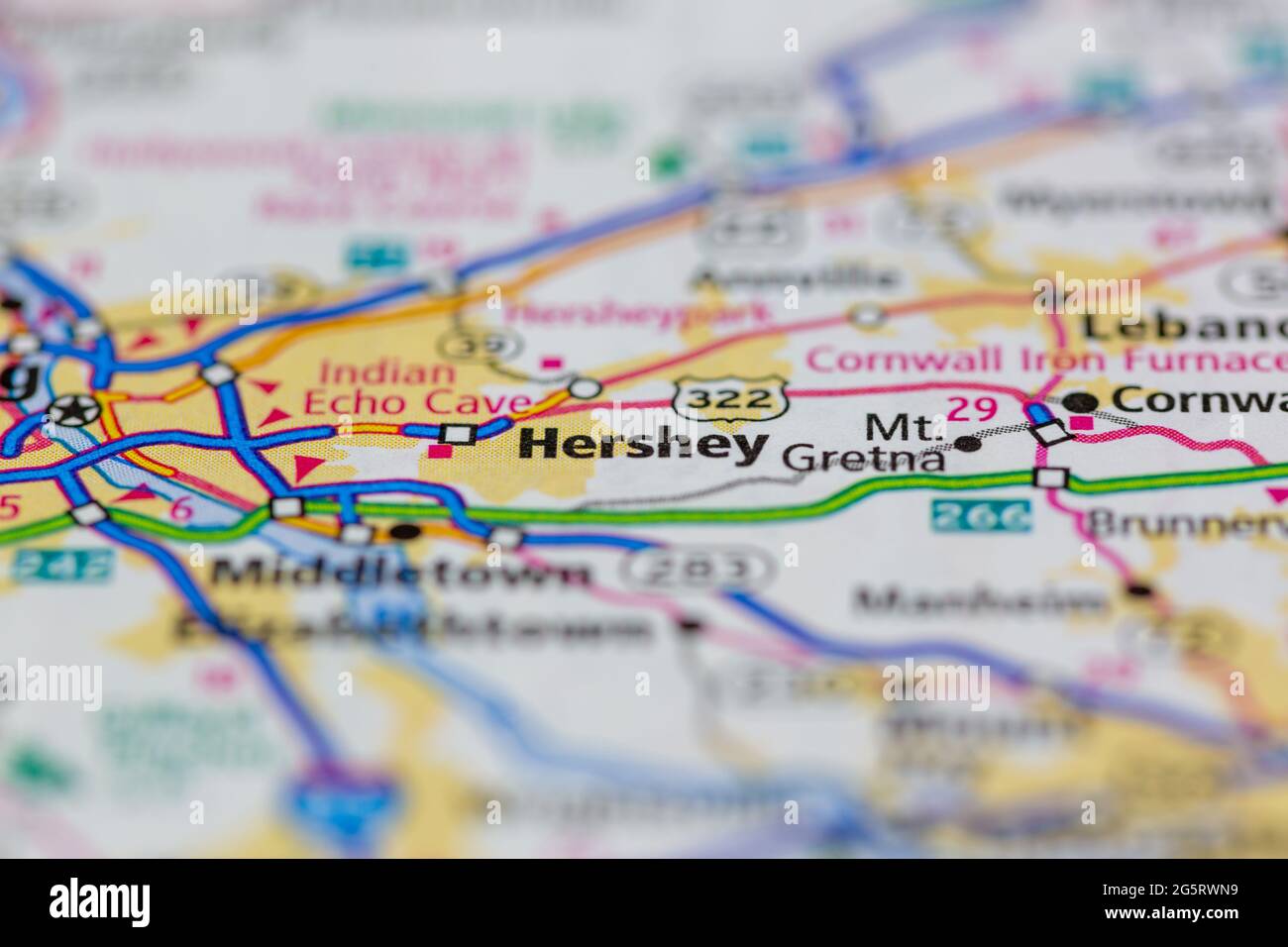 Hershey Pennsylvania Usa Shown On A Geography Map Or Road Map 2G5RWN9 