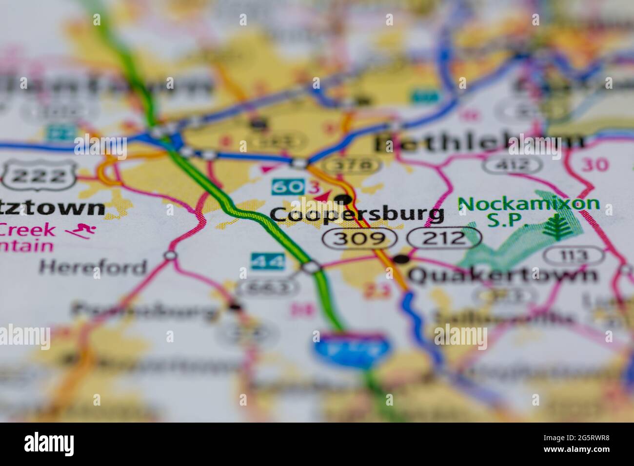 Coopersburg Pennsylvania USA shown on a Geography map or Road map Stock