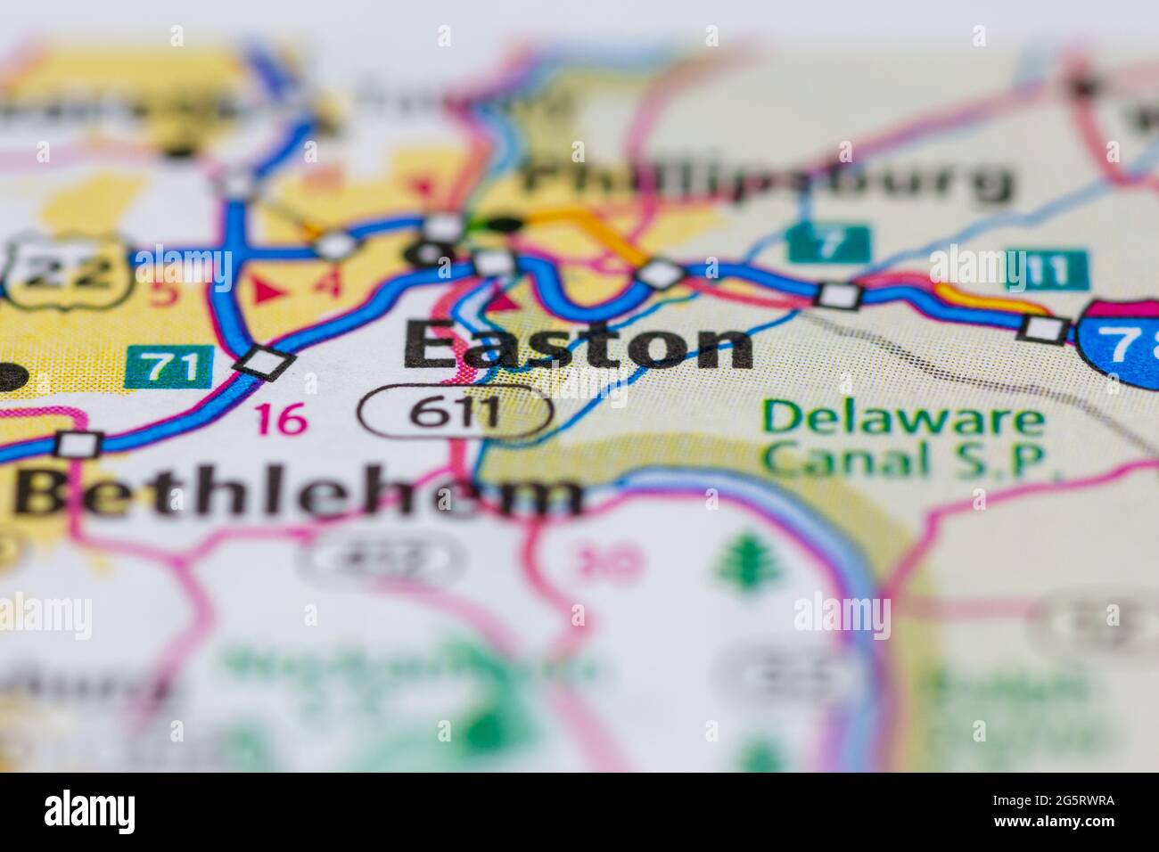 Easton Pennsylvania USA shown on a Geography map or Road map Stock