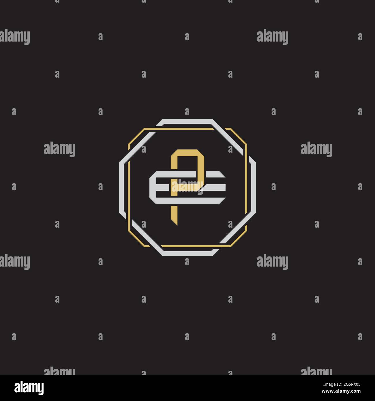 Initial letter overlapping interlock logo monogram line art style isolated on black background template Stock Vector