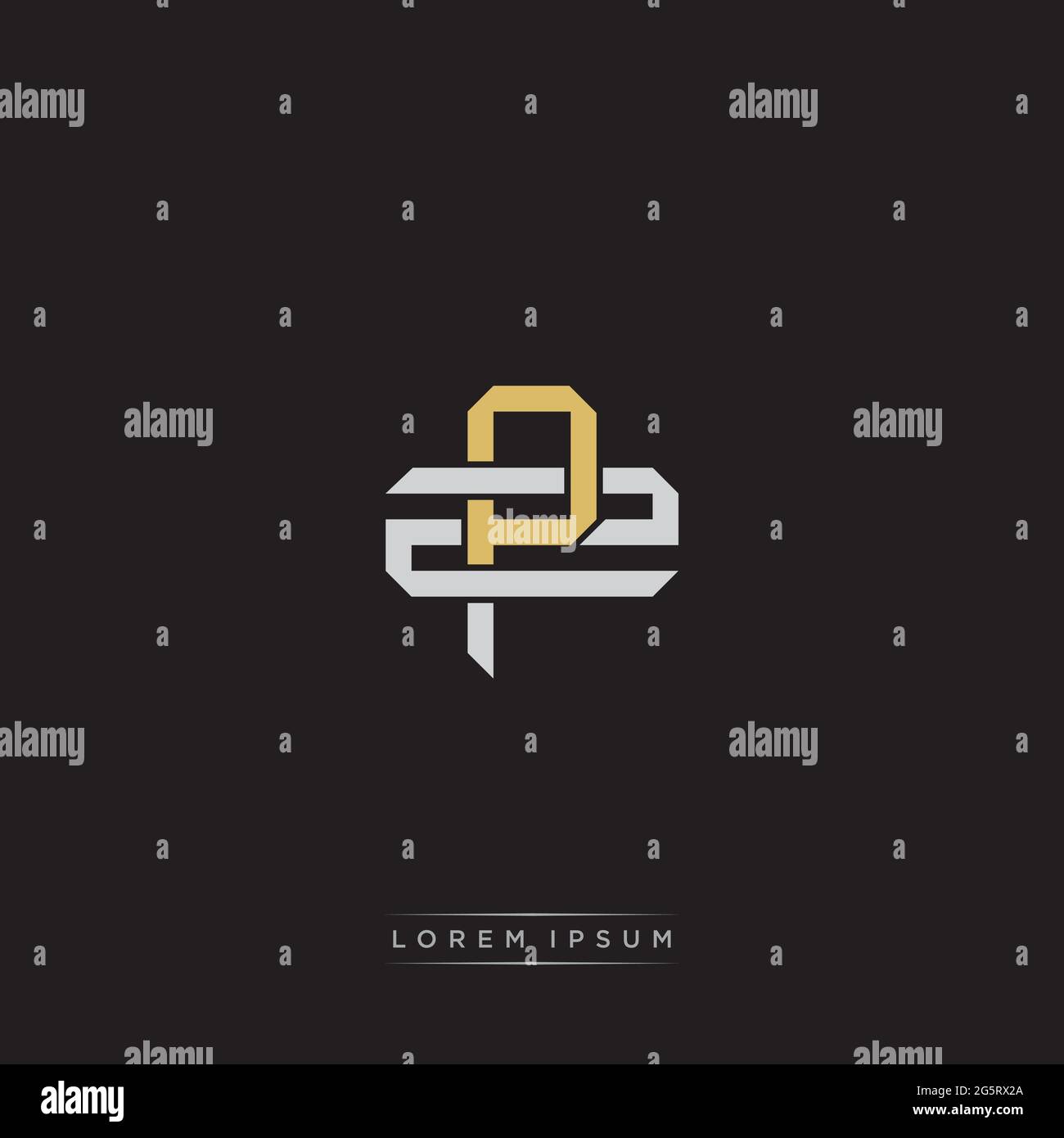 Initial letter overlapping interlock logo monogram line art style isolated on black background template Stock Vector