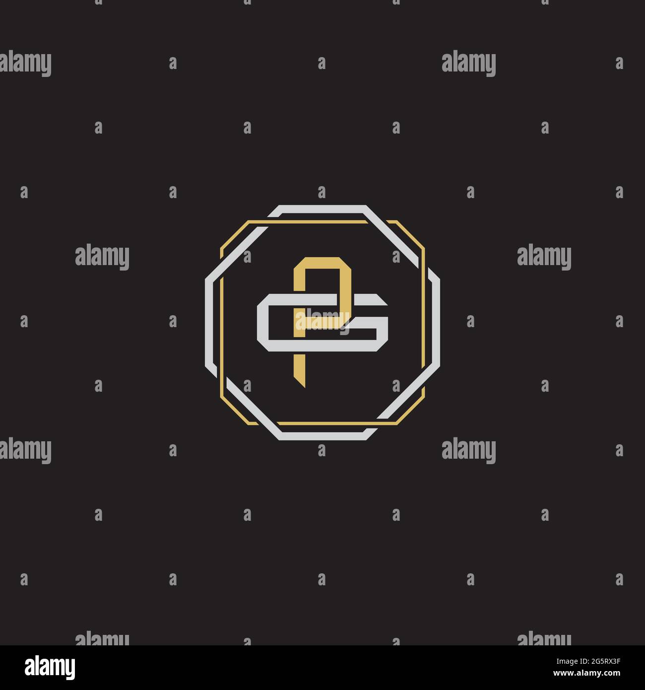 Initial letter overlapping interlock logo monogram line art style isolated on black background template Stock Vector