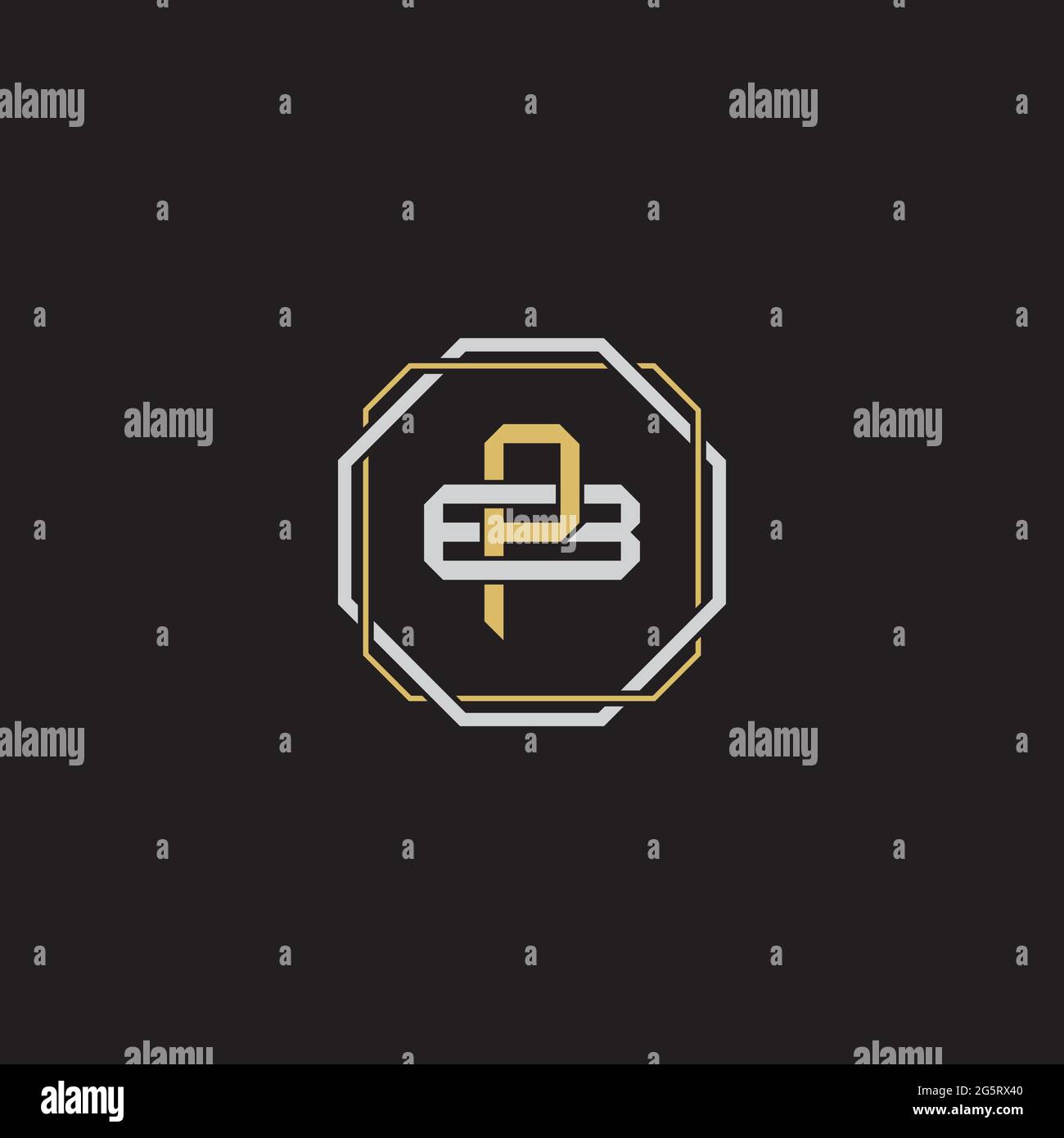 Initial letter overlapping interlock logo monogram line art style isolated on black background template Stock Vector