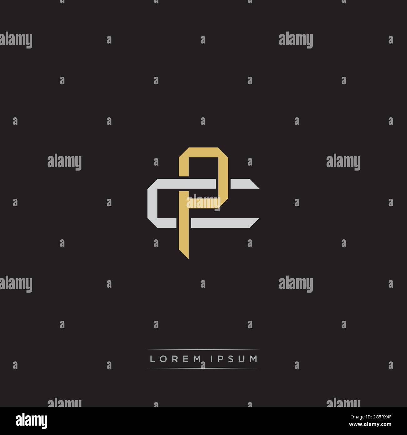Initial letter overlapping interlock logo monogram line art style isolated on black background template Stock Vector