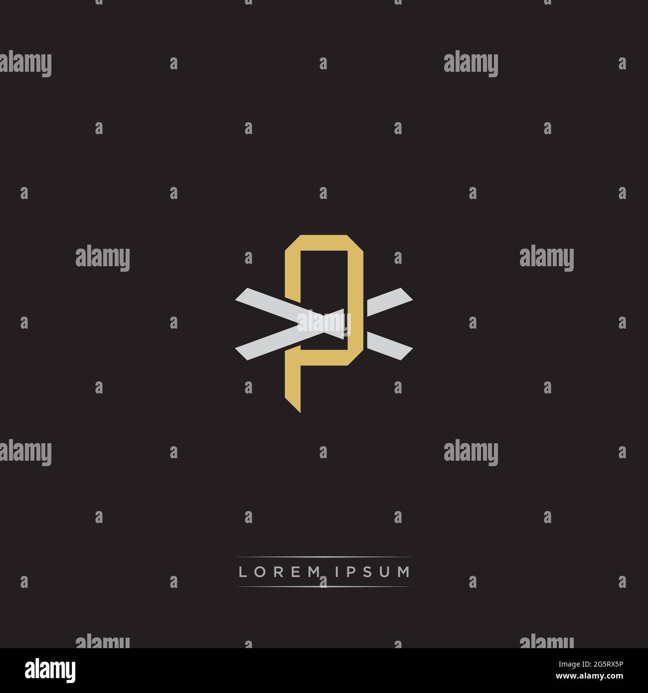 Initial letter overlapping interlock logo monogram line art style isolated on black background template Stock Vector