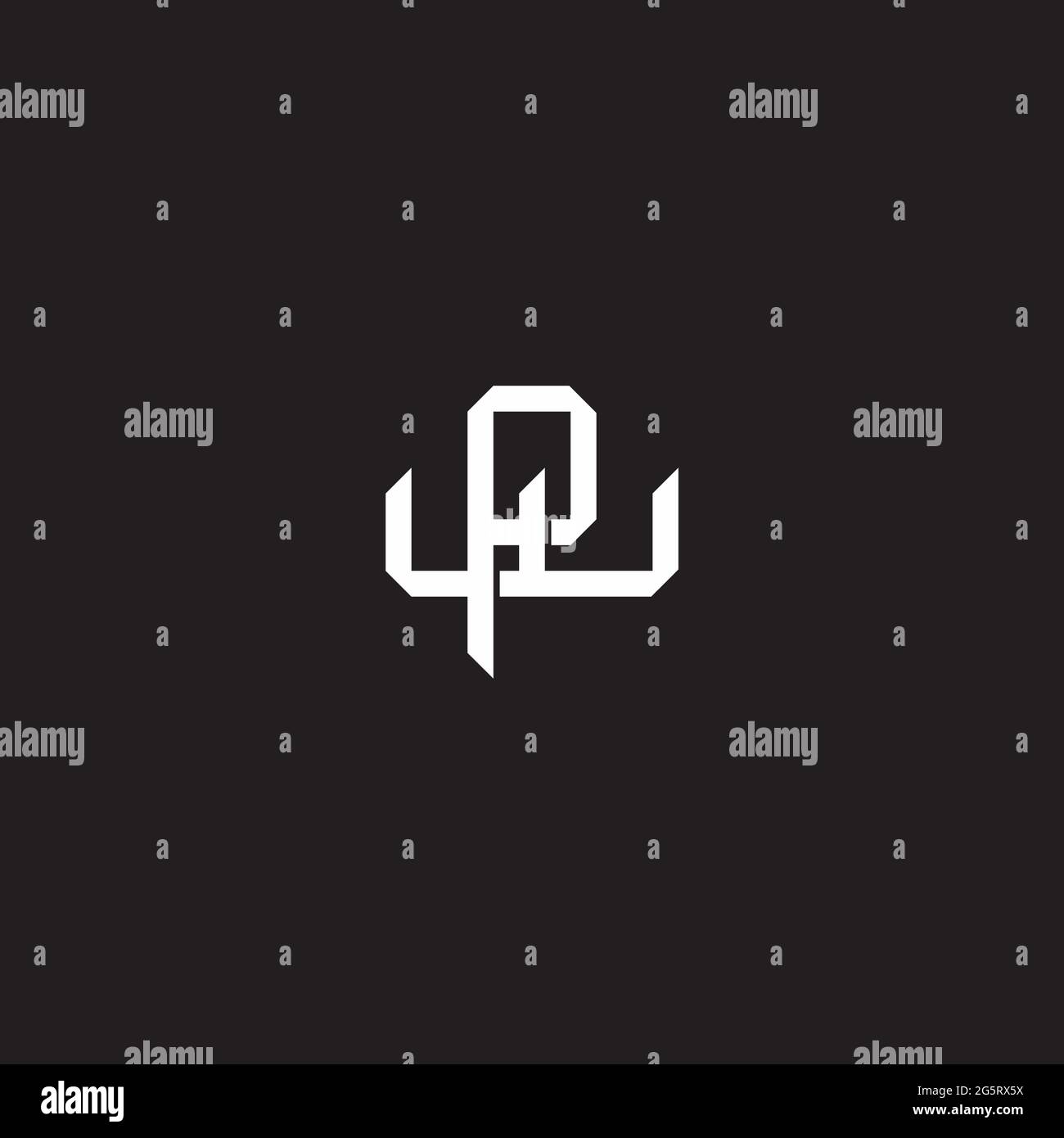 Initial letter overlapping interlock logo monogram line art style isolated on black background template Stock Vector