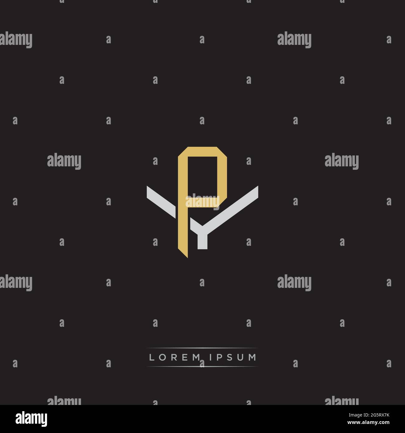 Initial letter overlapping interlock logo monogram line art style isolated on black background template Stock Vector