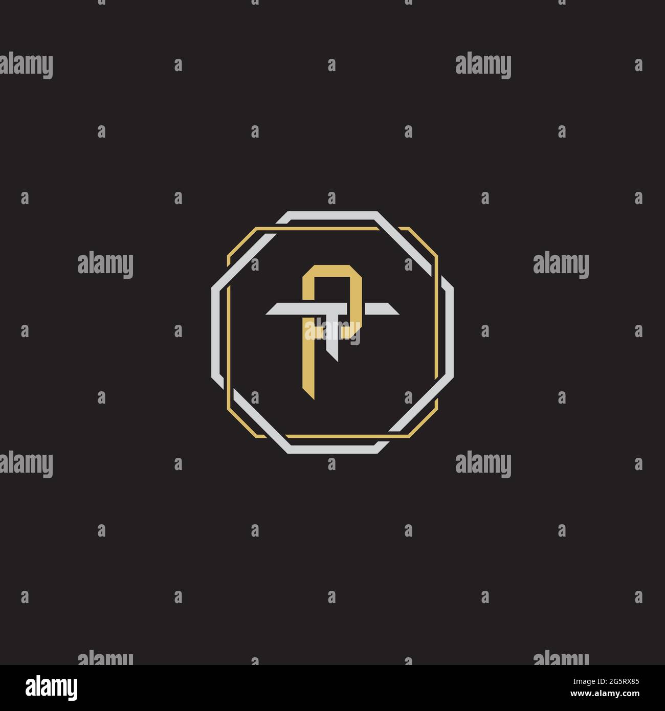 Initial letter overlapping interlock logo monogram line art style isolated on black background template Stock Vector