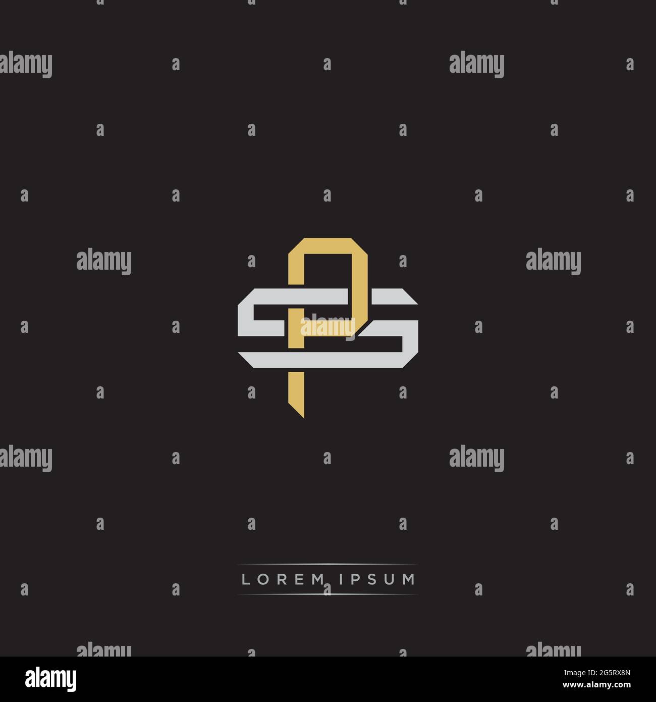 Initial letter overlapping interlock logo monogram line art style isolated on black background template Stock Vector