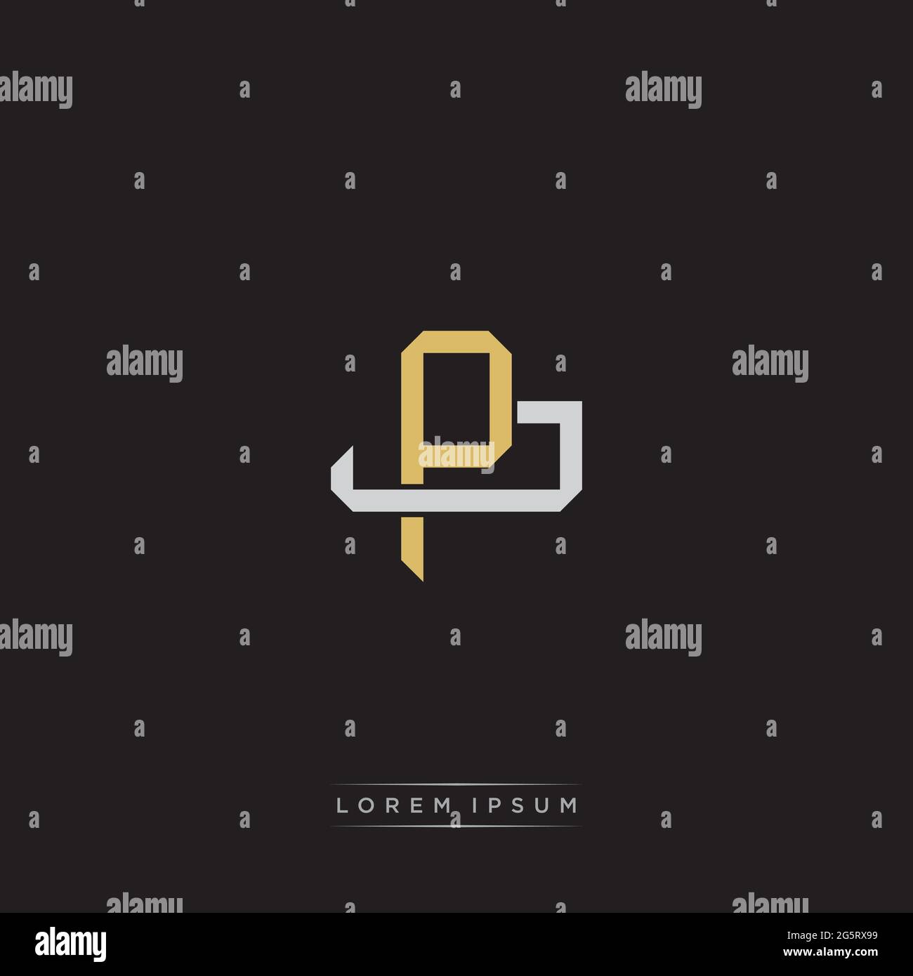 Initial letter overlapping interlock logo monogram line art style isolated on black background template Stock Vector