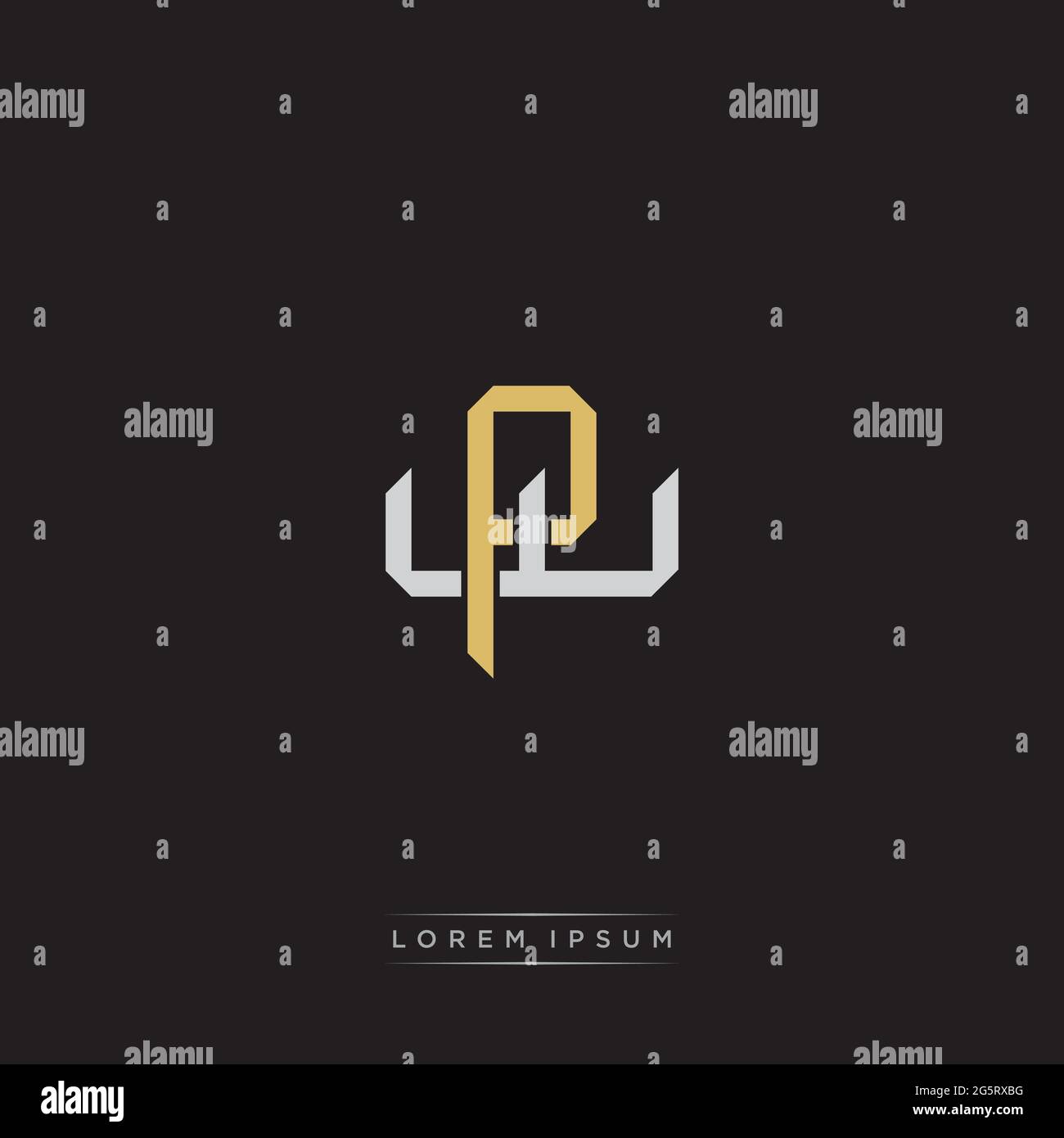 Initial letter overlapping interlock logo monogram line art style isolated on black background template Stock Vector