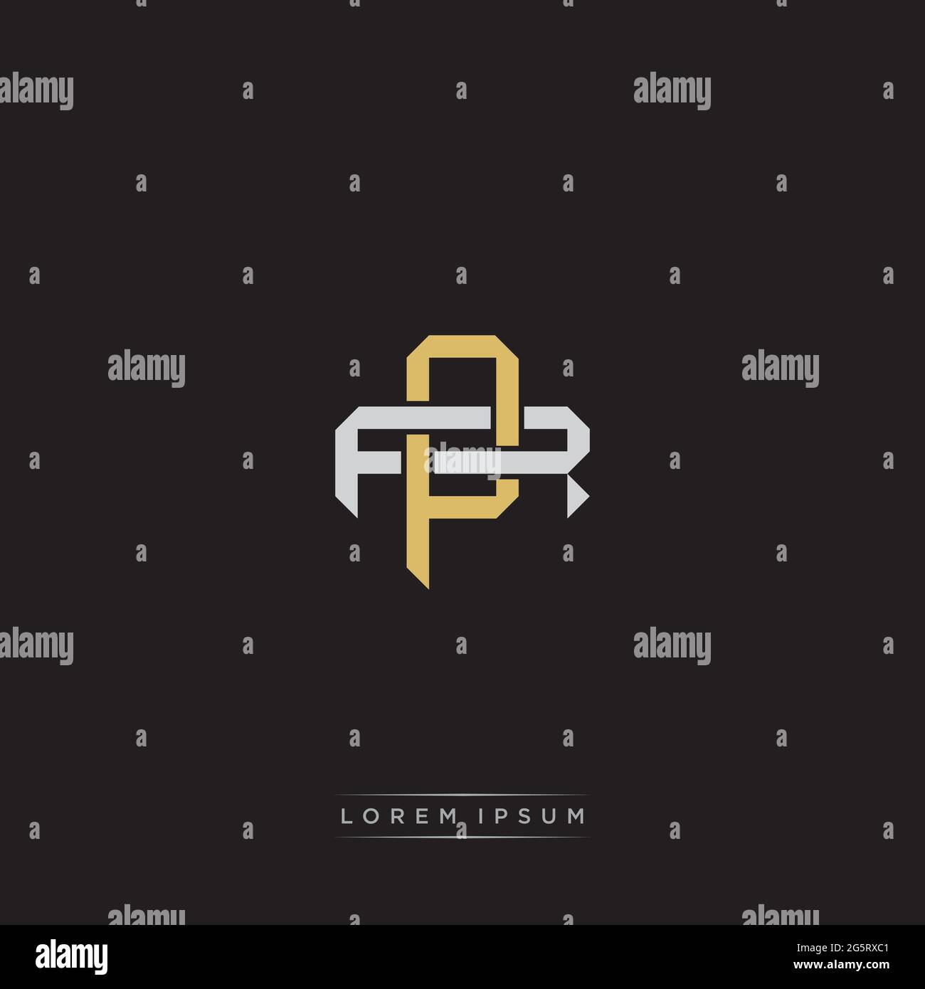 Initial letter overlapping interlock logo monogram line art style isolated on black background template Stock Vector