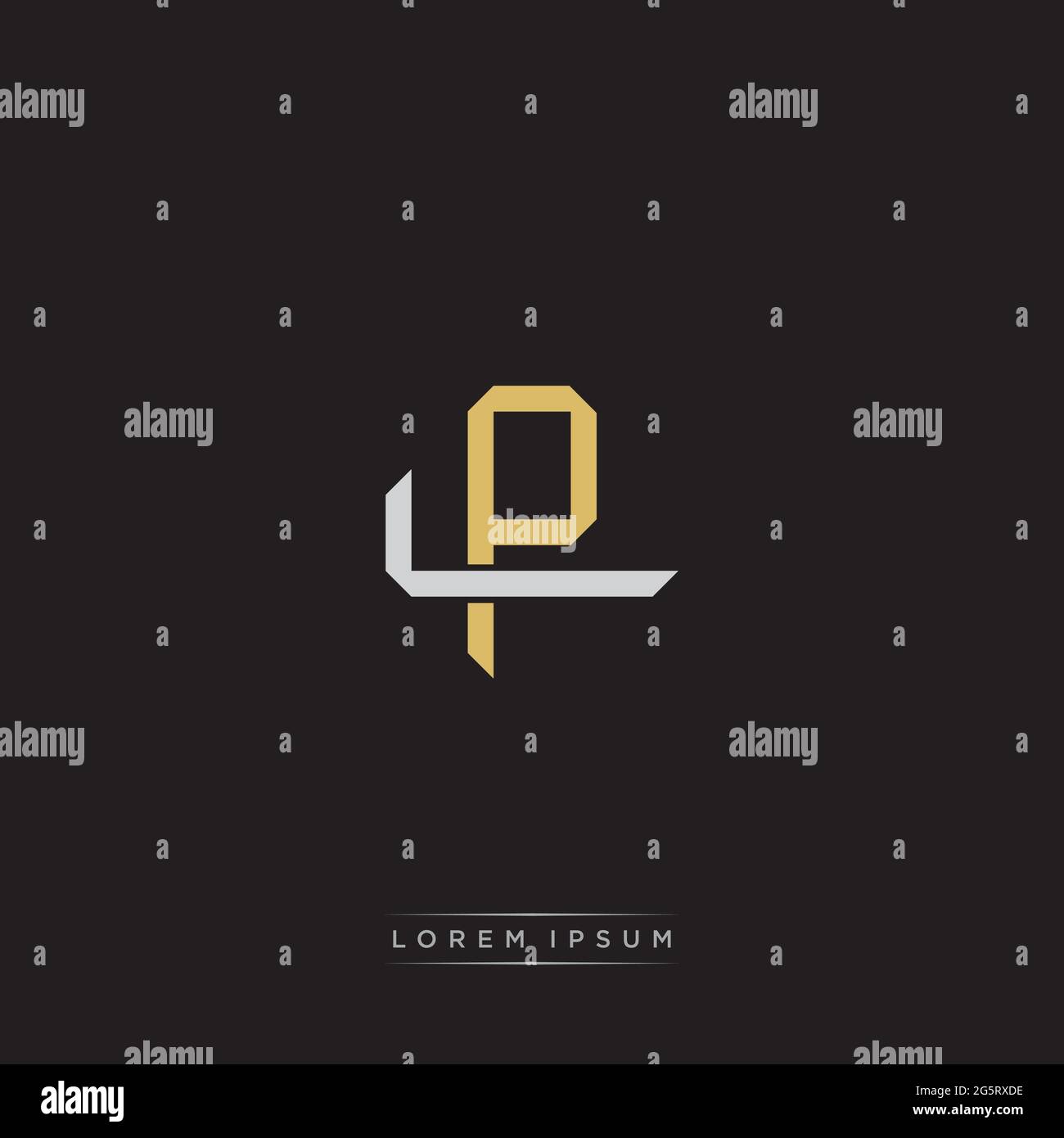 Initial letter overlapping interlock logo monogram line art style isolated on black background template Stock Vector