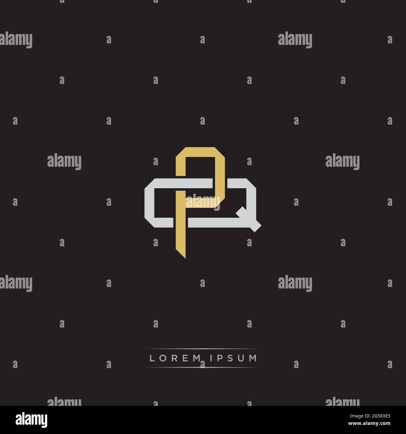 Initial letter overlapping interlock logo monogram line art style isolated on black background template Stock Vector