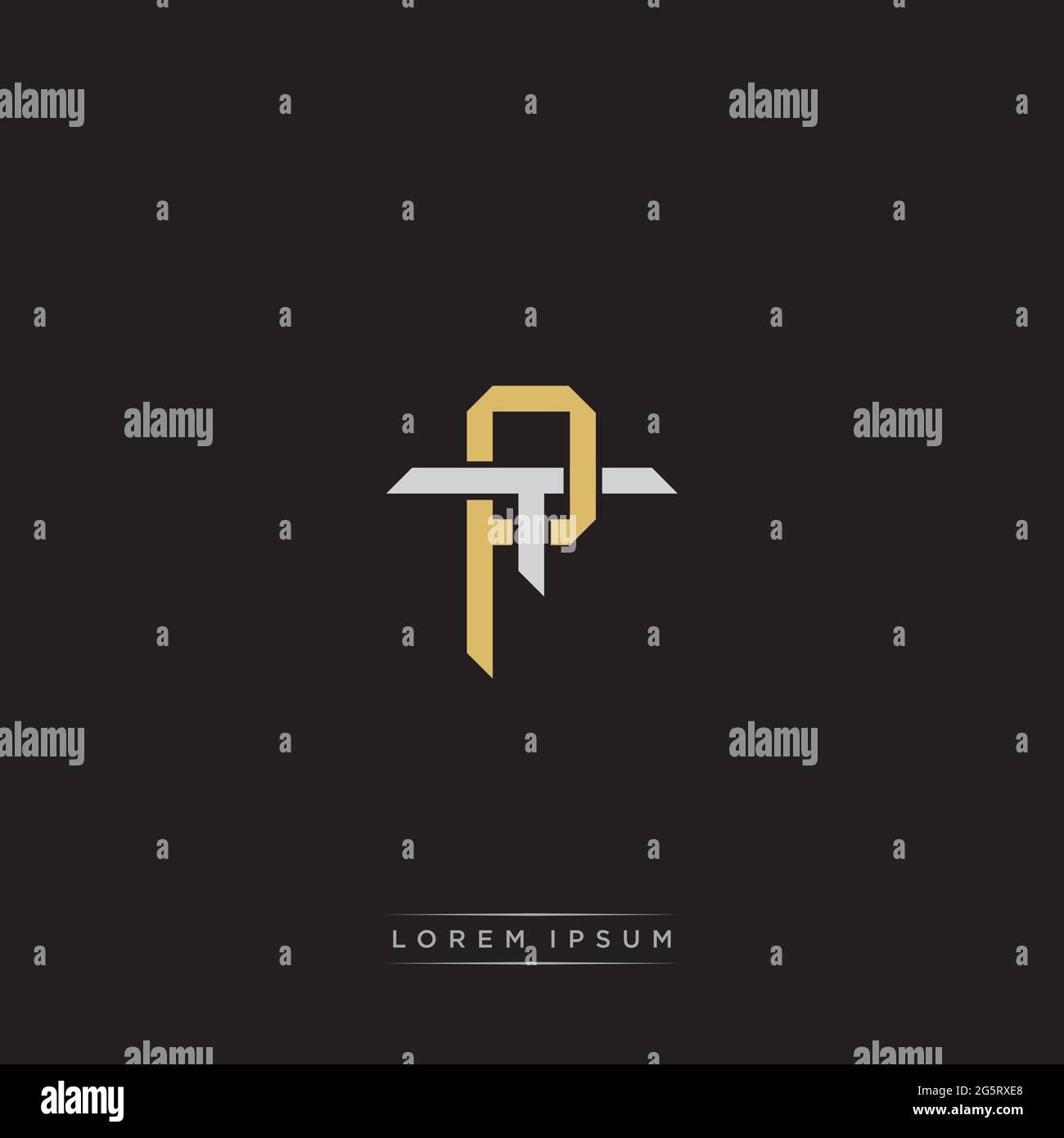 Initial letter overlapping interlock logo monogram line art style isolated on black background template Stock Vector