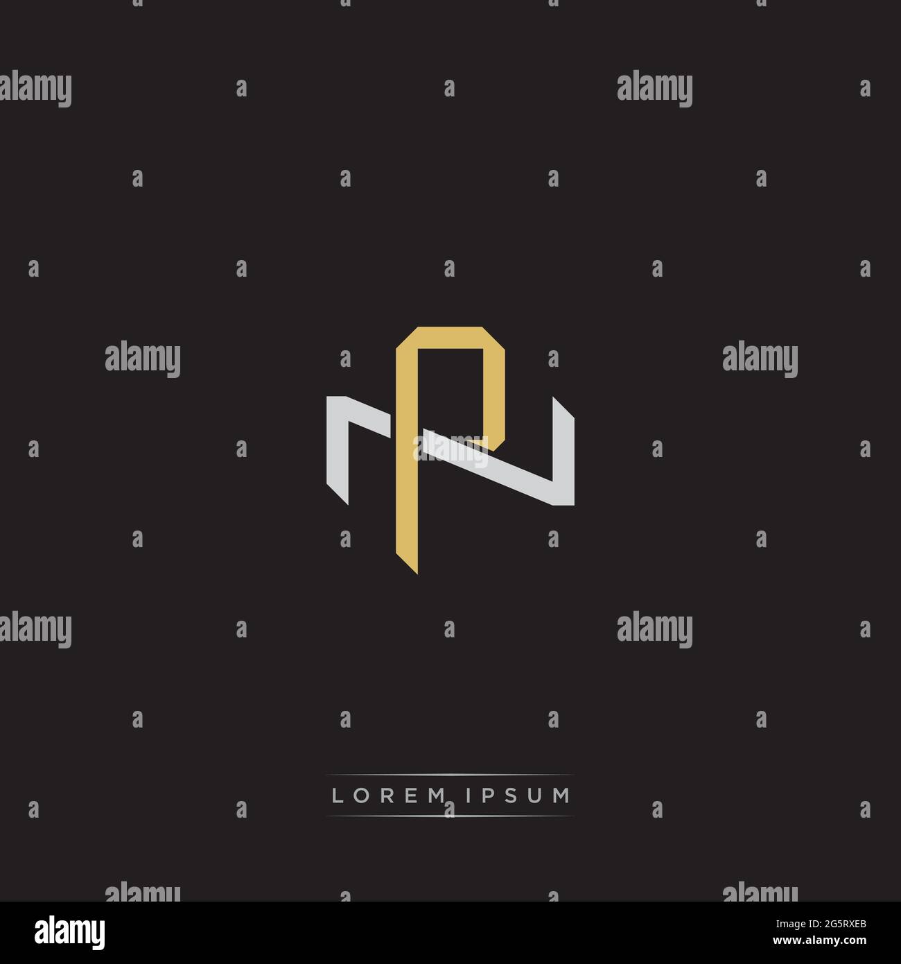 Initial letter overlapping interlock logo monogram line art style isolated on black background template Stock Vector