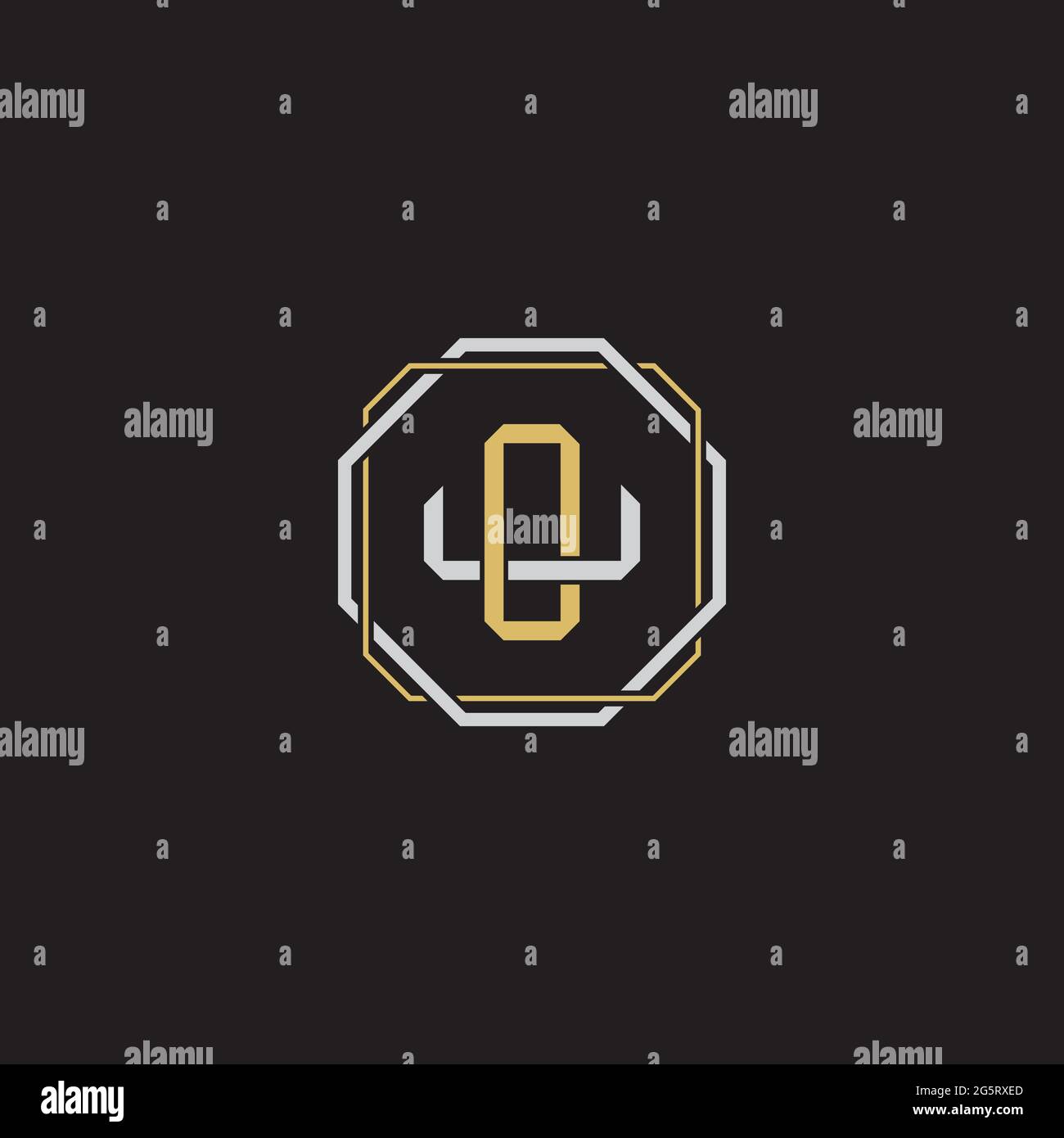 Initial letter overlapping interlock logo monogram line art style isolated on black background template Stock Vector