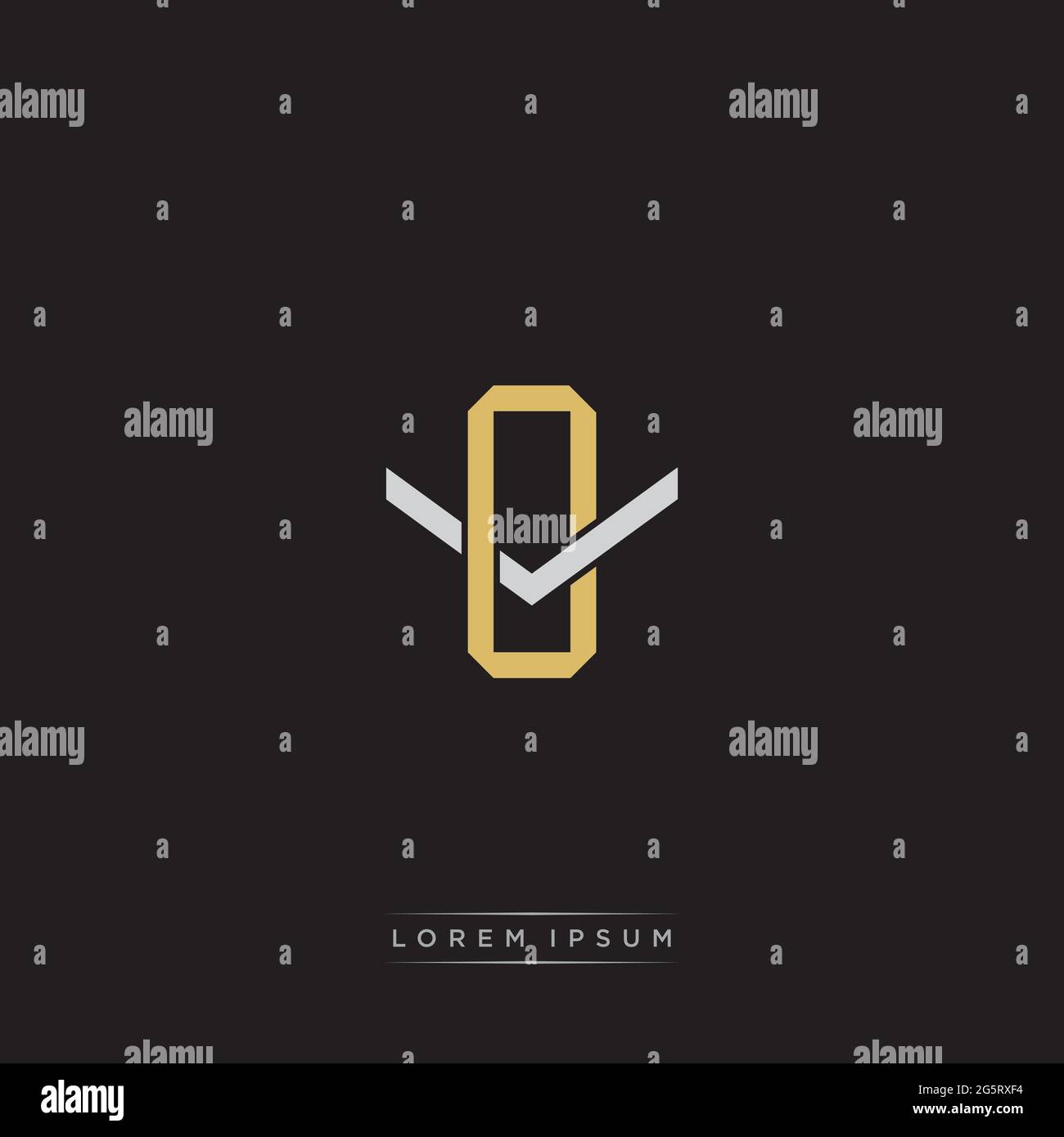 Initial letter overlapping interlock logo monogram line art style isolated on black background template Stock Vector
