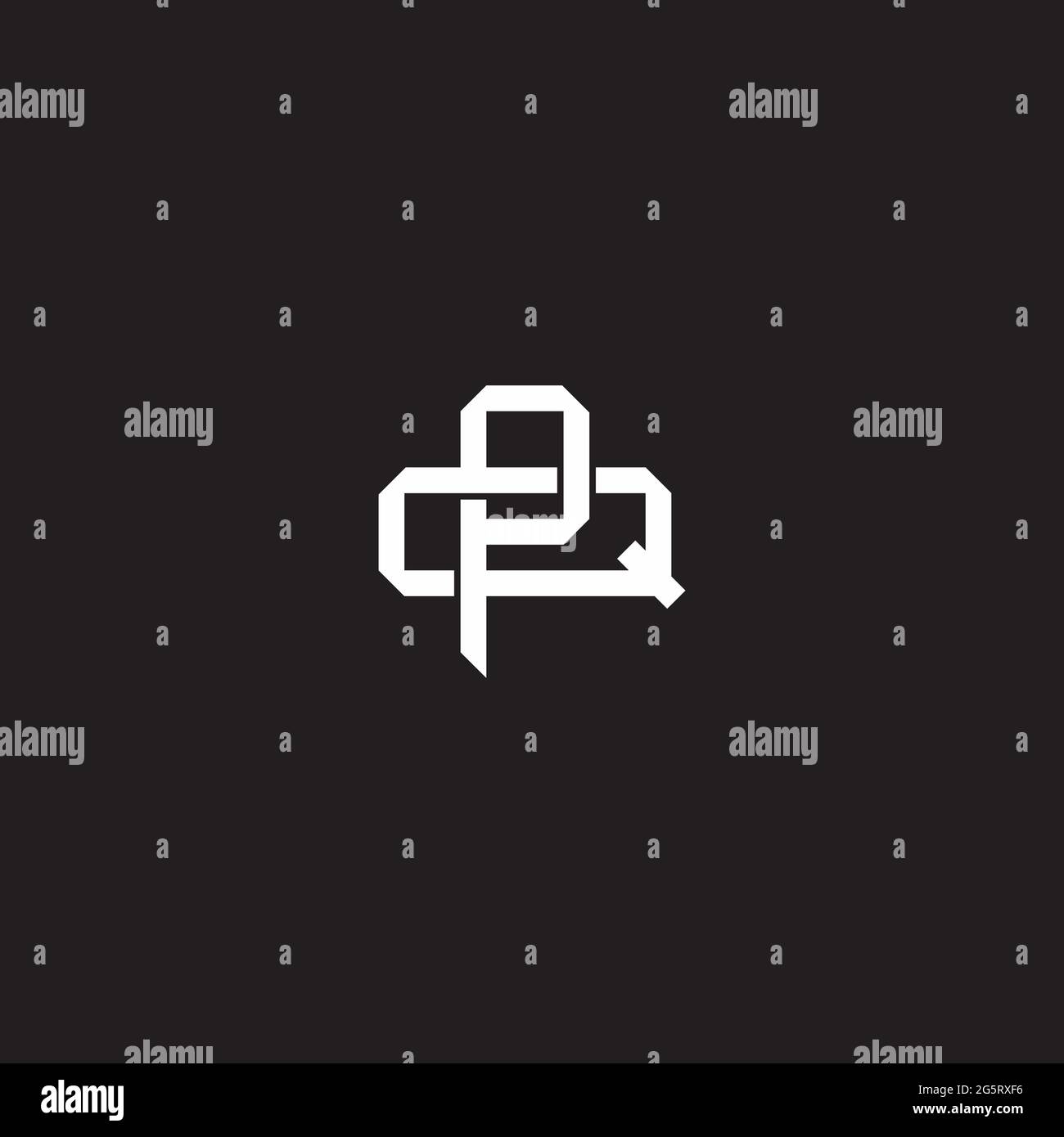 Initial letter overlapping interlock logo monogram line art style isolated on black background template Stock Vector