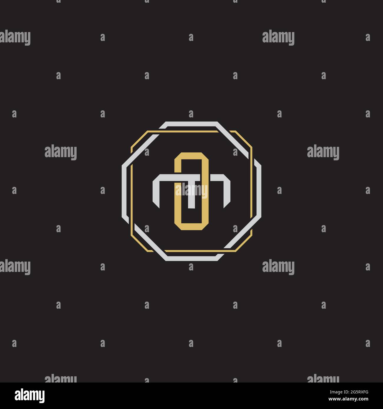 Initial letter overlapping interlock logo monogram line art style isolated on black background template Stock Vector