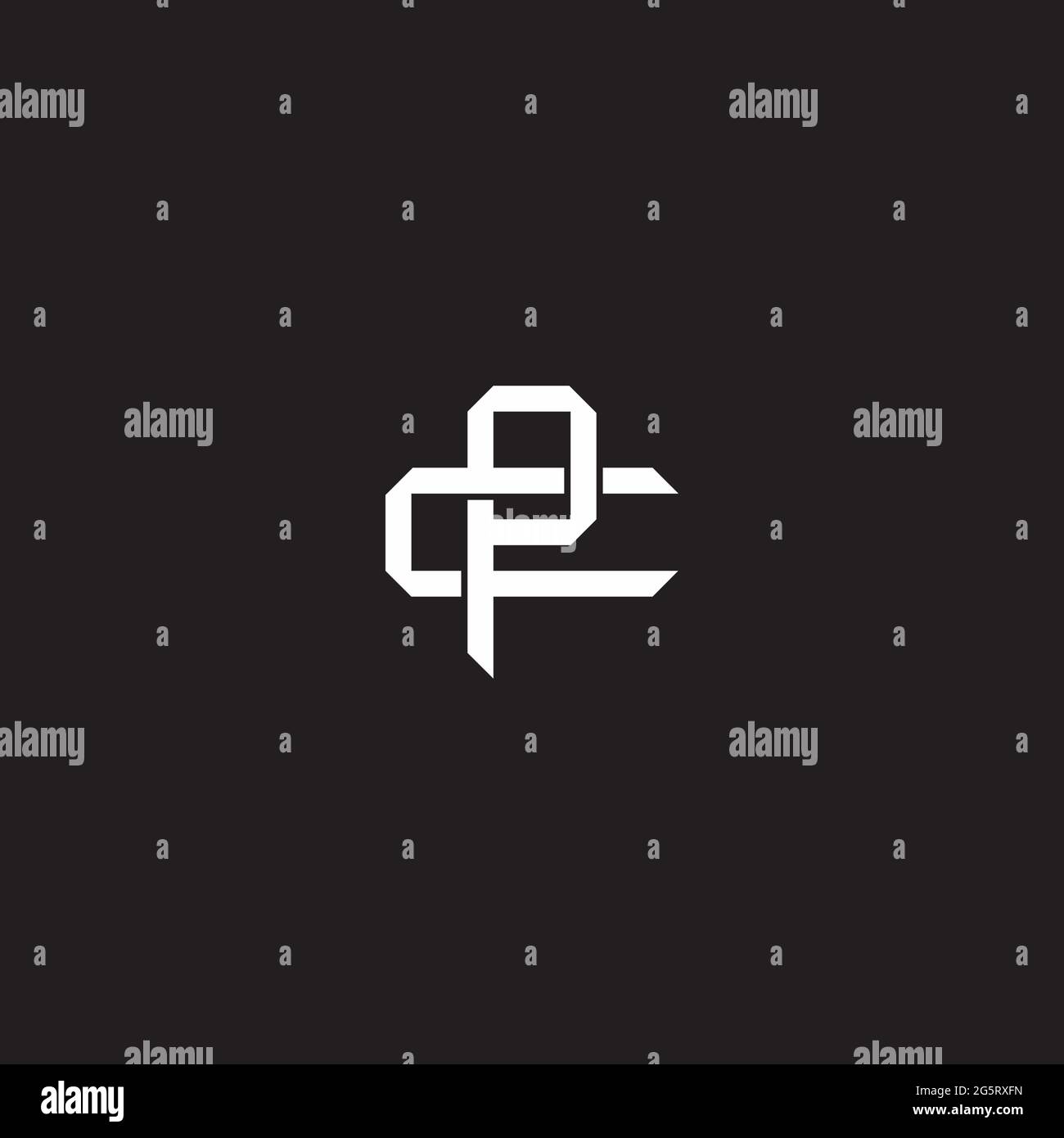 Initial letter overlapping interlock logo monogram line art style isolated on black background template Stock Vector