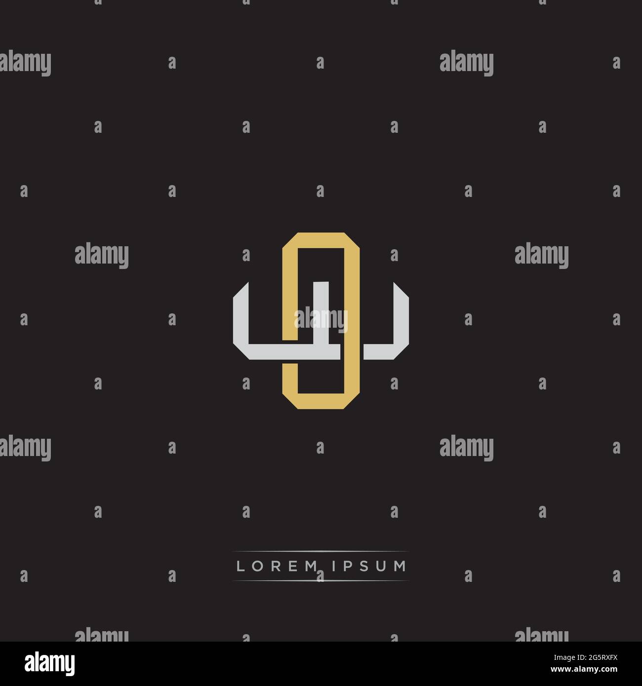 Initial letter overlapping interlock logo monogram line art style isolated on black background template Stock Vector