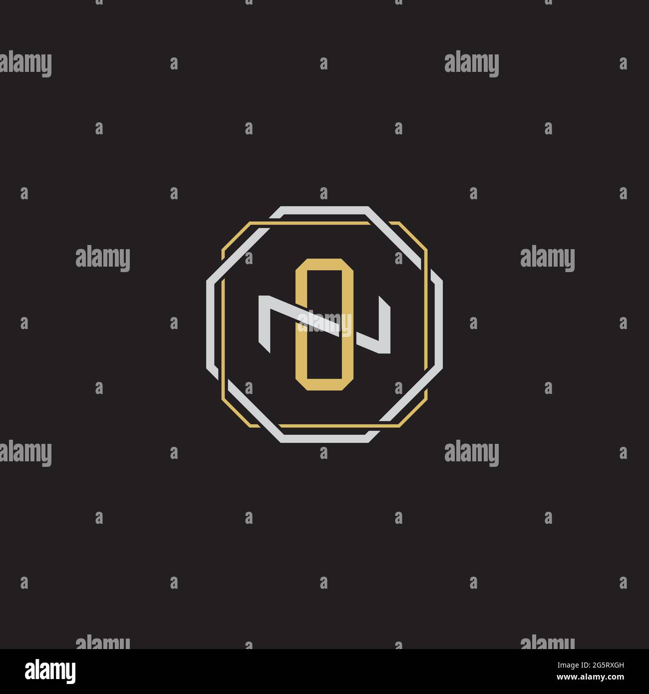 Initial letter overlapping interlock logo monogram line art style isolated on black background template Stock Vector