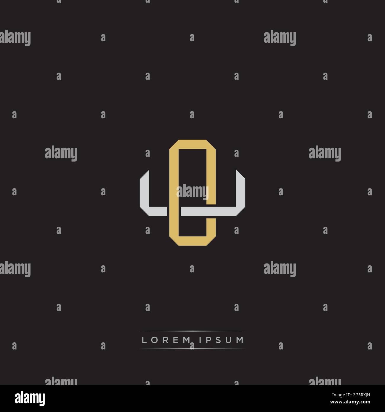 Initial letter overlapping interlock logo monogram line art style isolated on black background template Stock Vector